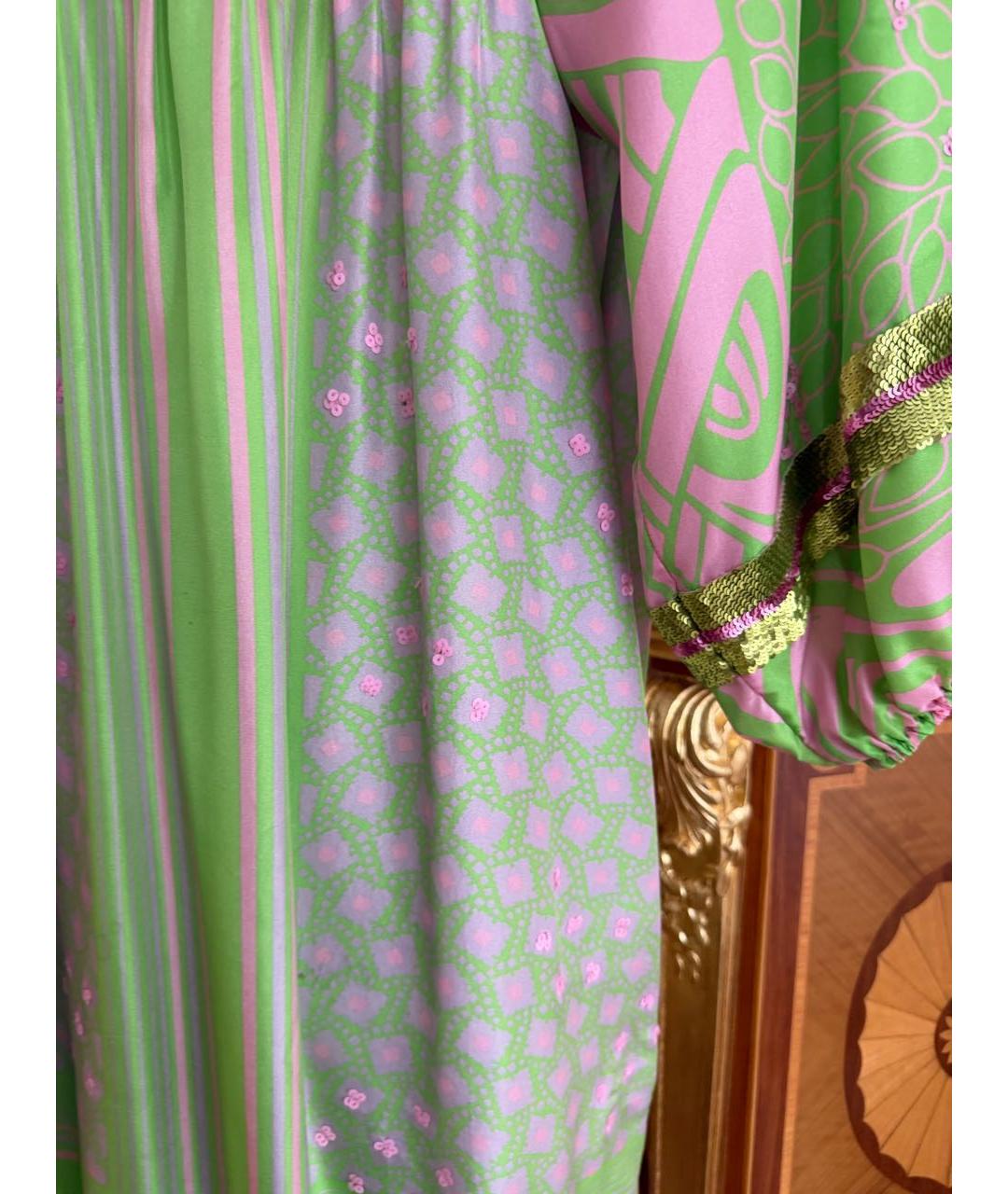 BLUMARINE Зеленые шелковое повседневное платье, фото 2