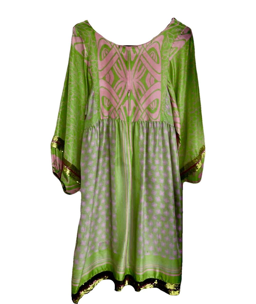 BLUMARINE Зеленые шелковое повседневное платье, фото 3
