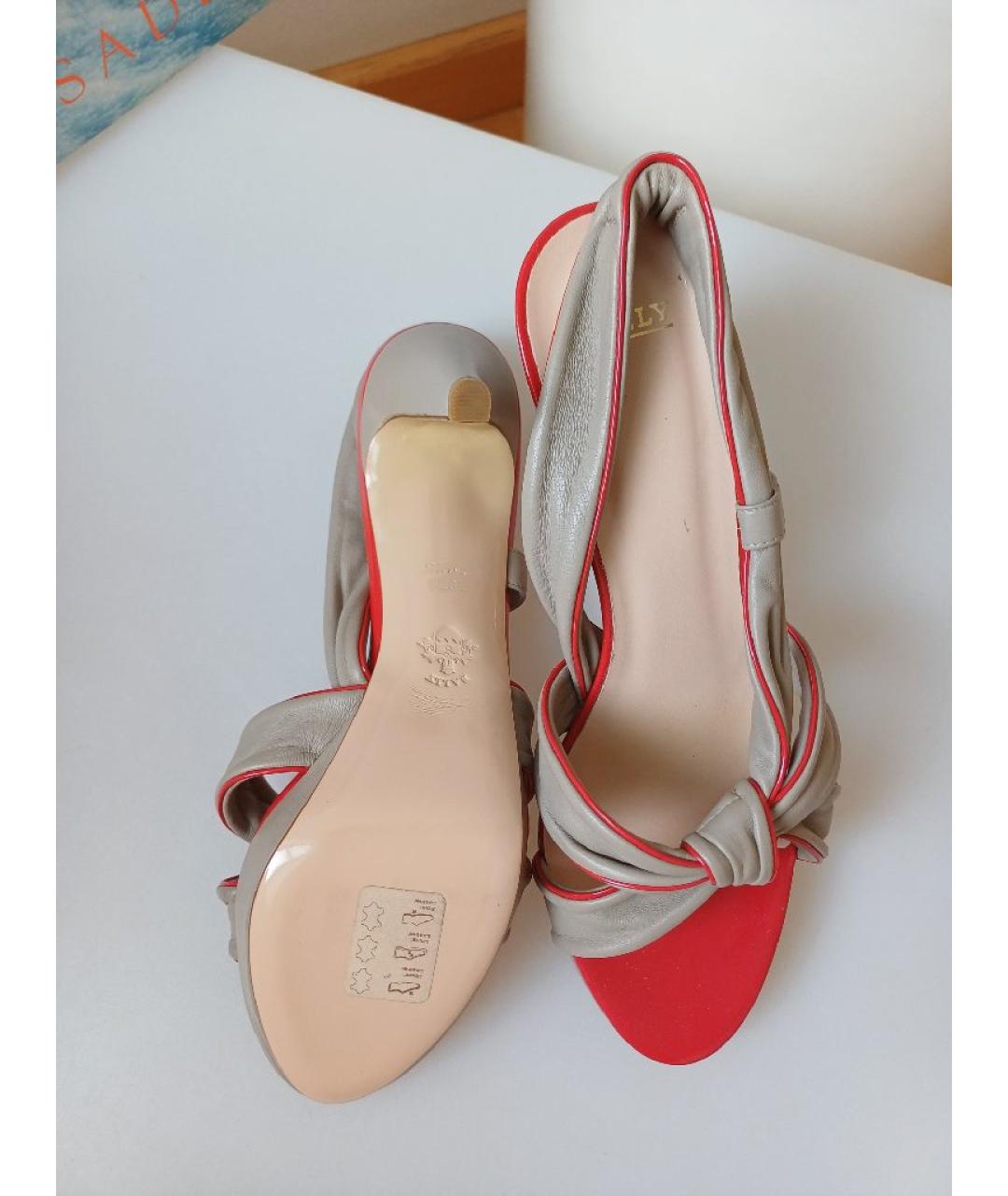 BALLY Серые кожаные босоножки, фото 9