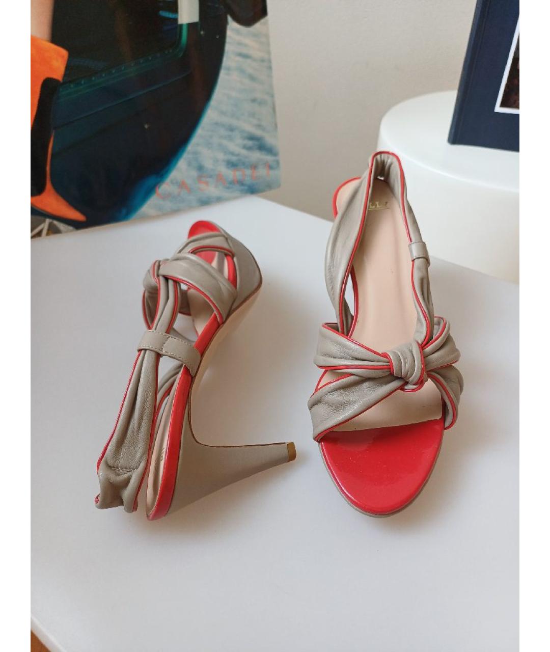 BALLY Серые кожаные босоножки, фото 5