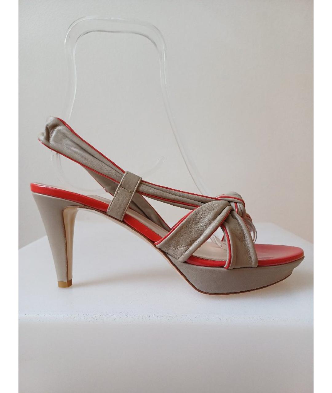 BALLY Серые кожаные босоножки, фото 10