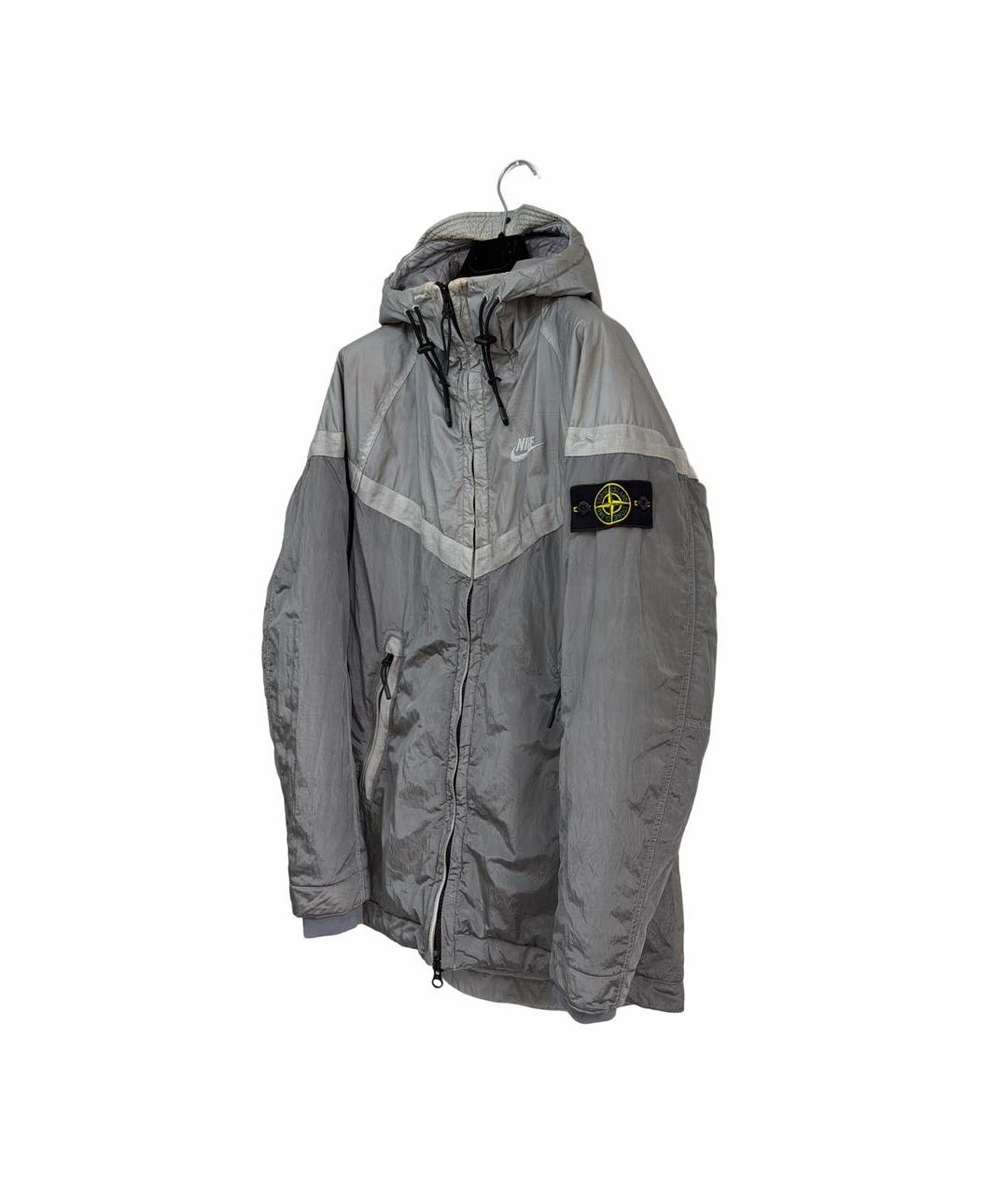 STONE ISLAND Серебряная полиамидовая куртка, фото 2