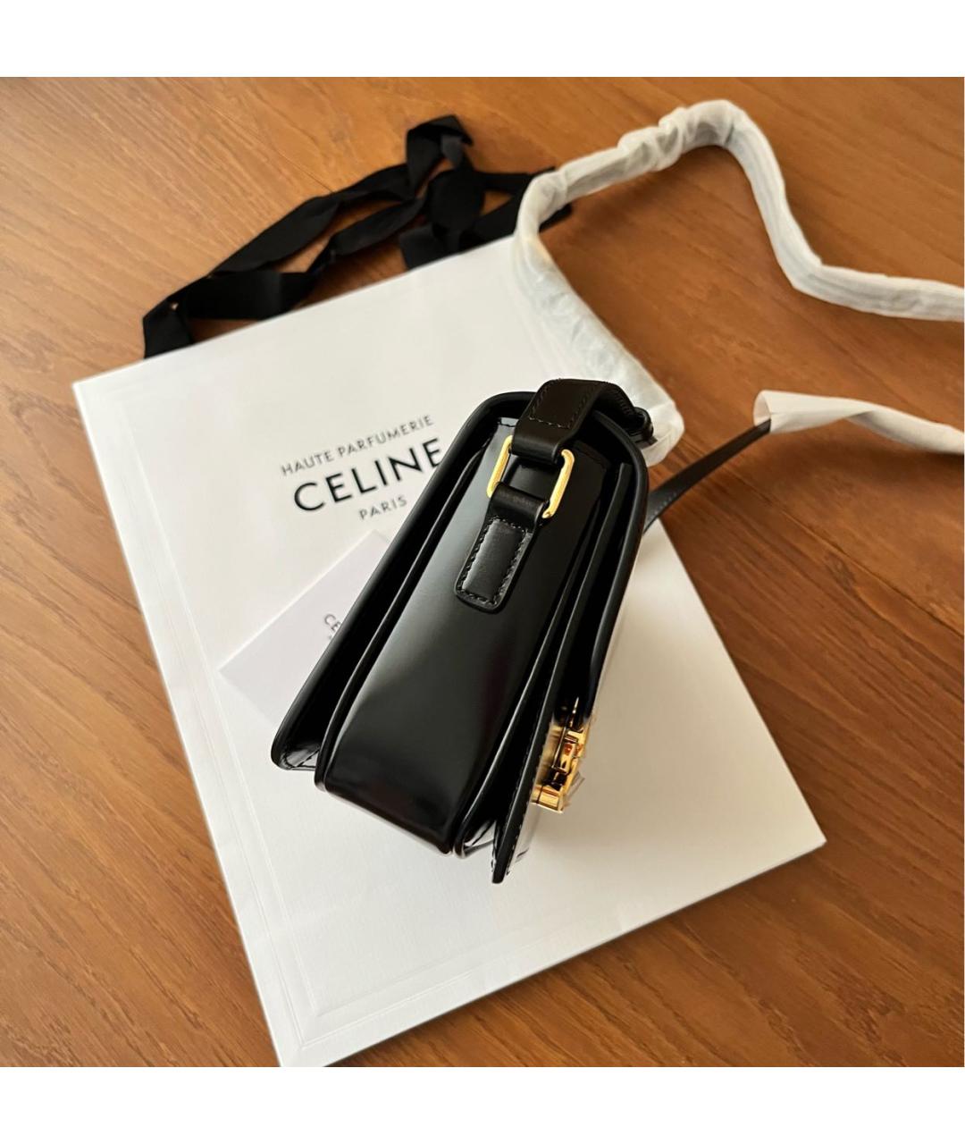CELINE Черная кожаная сумка через плечо, фото 4