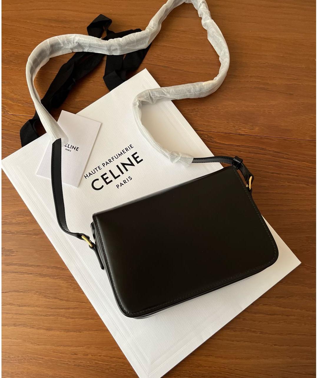 CELINE Черная кожаная сумка через плечо, фото 3