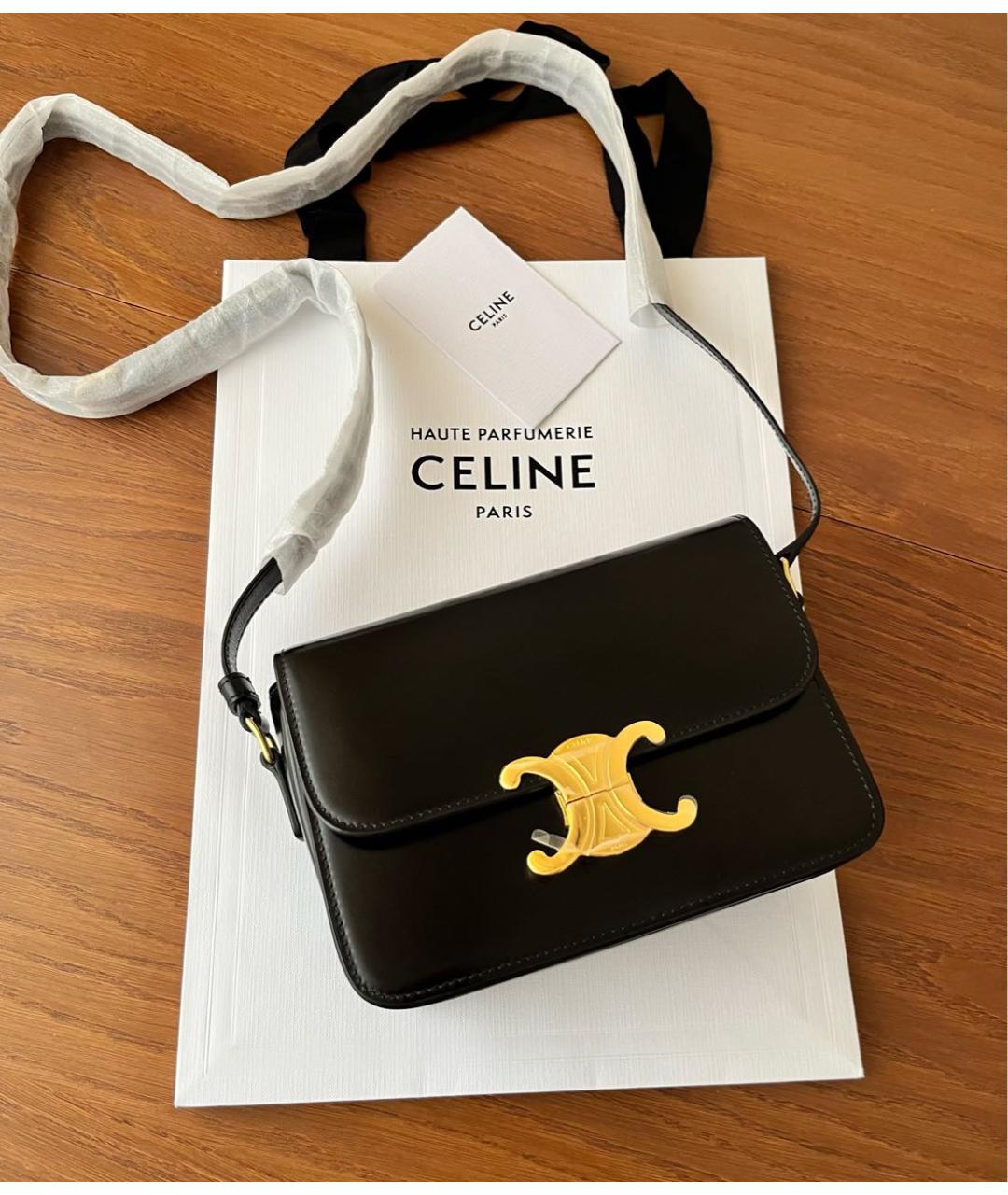 CELINE Черная кожаная сумка через плечо, фото 2