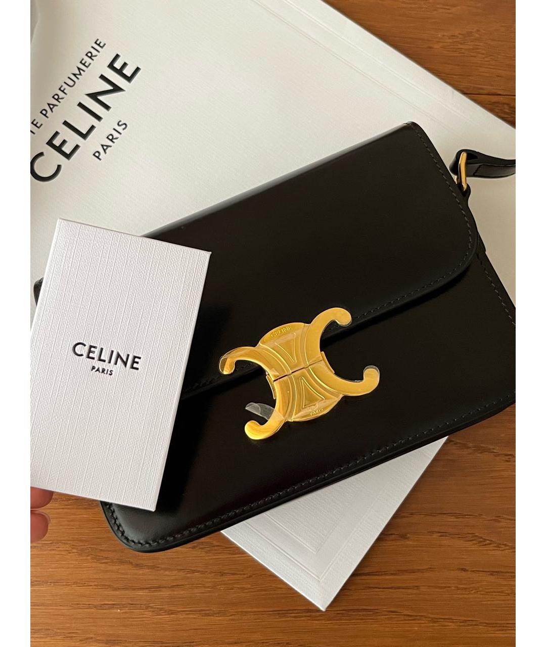 CELINE Черная кожаная сумка через плечо, фото 6