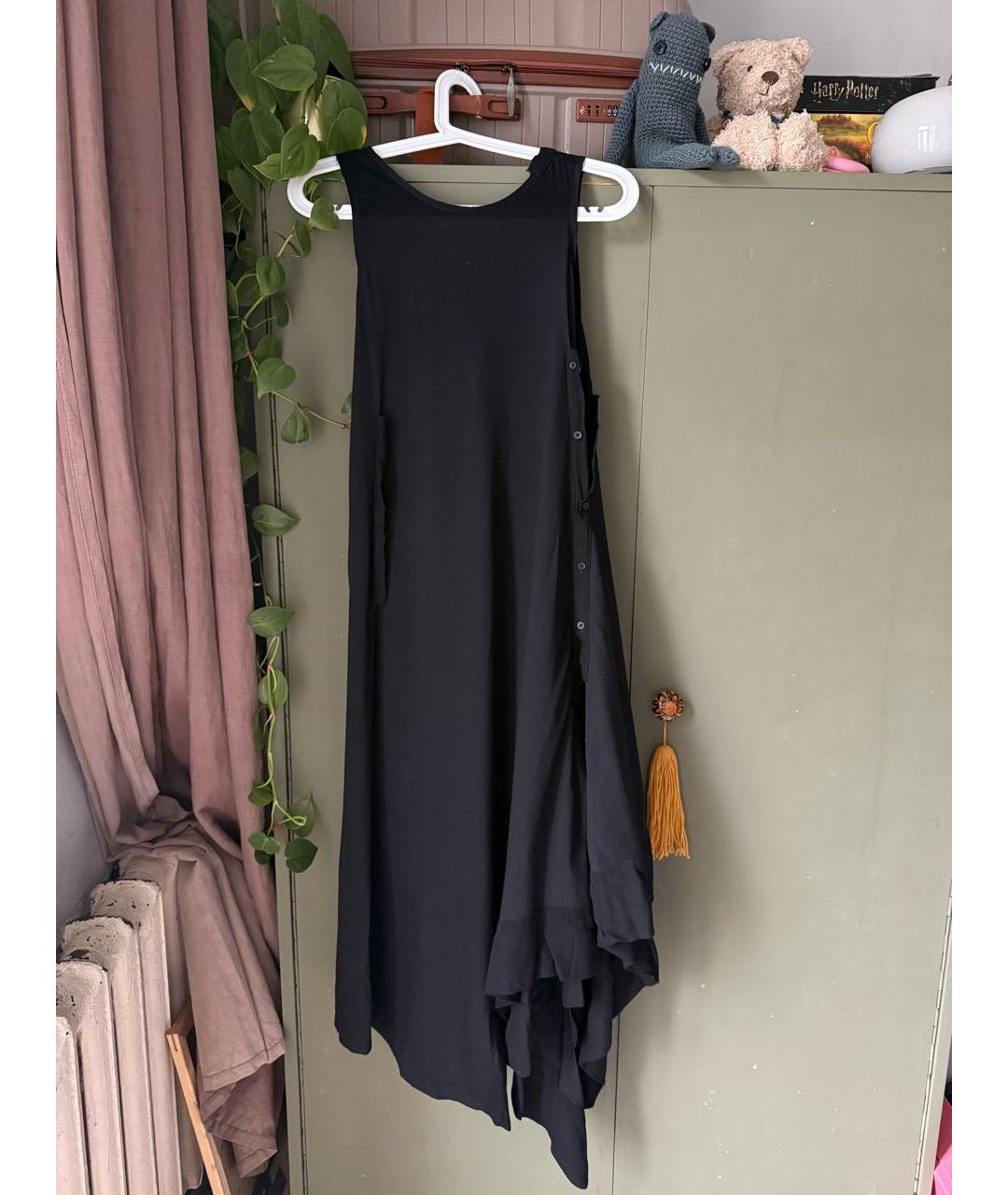 YOHJI YAMAMOTO Черное хлопковое повседневное платье, фото 2