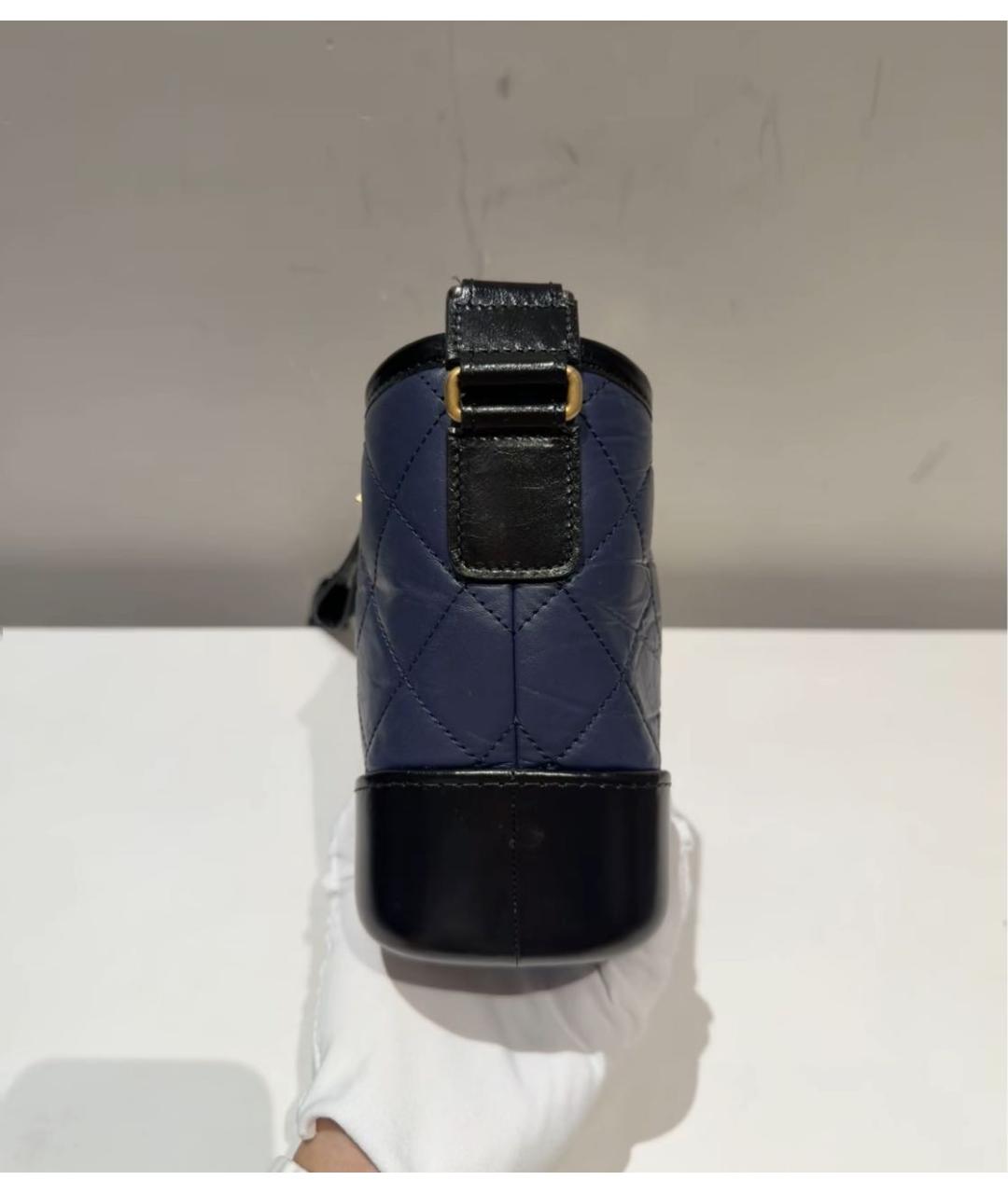 CHANEL Темно-синяя кожаная сумка через плечо, фото 5