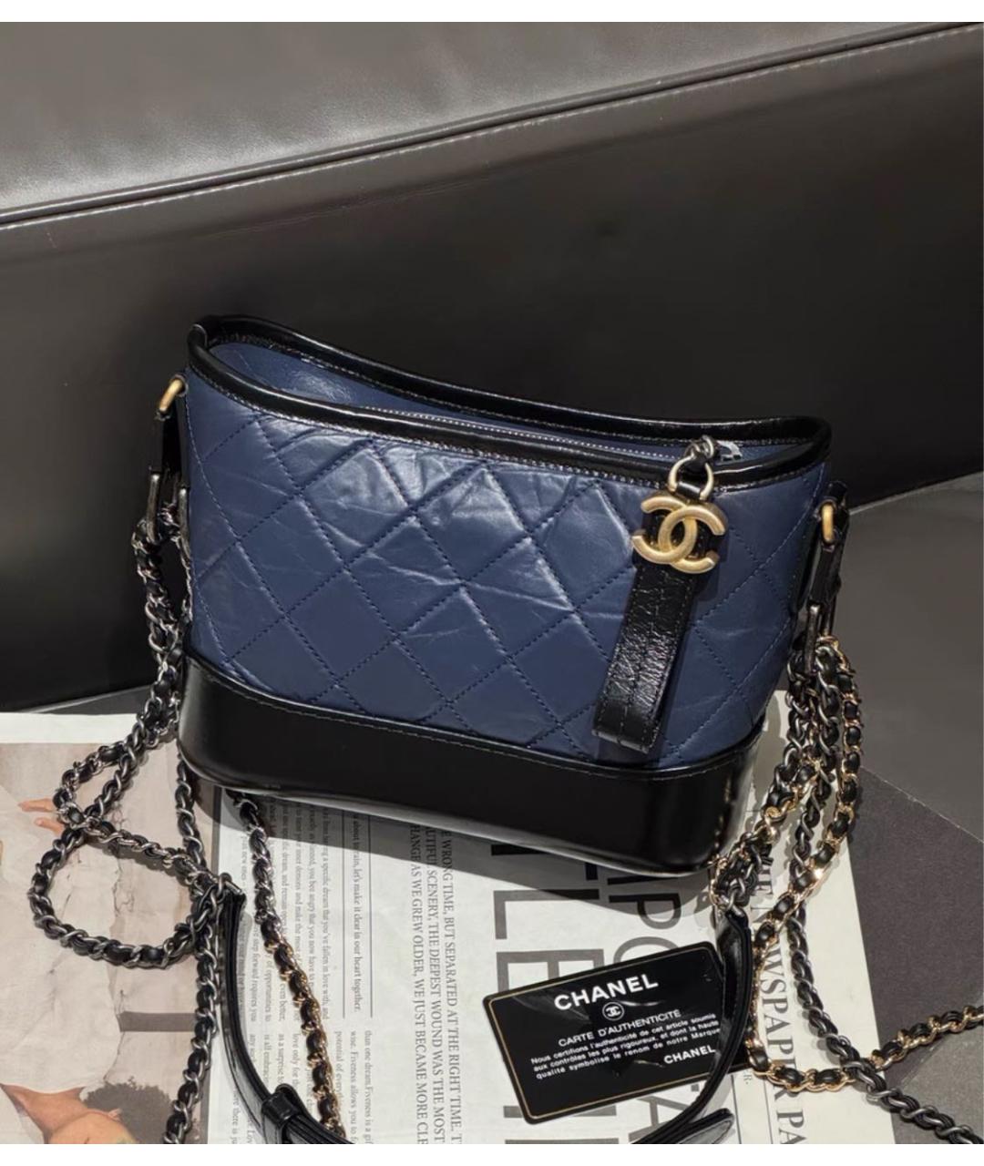CHANEL Темно-синяя кожаная сумка через плечо, фото 2