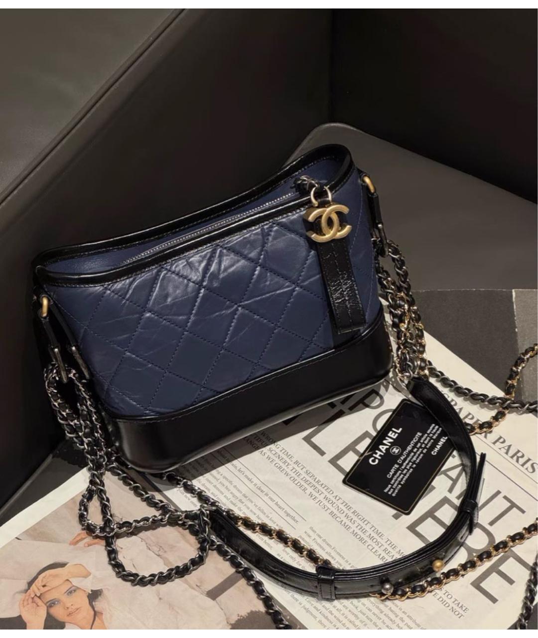 CHANEL Темно-синяя кожаная сумка через плечо, фото 3