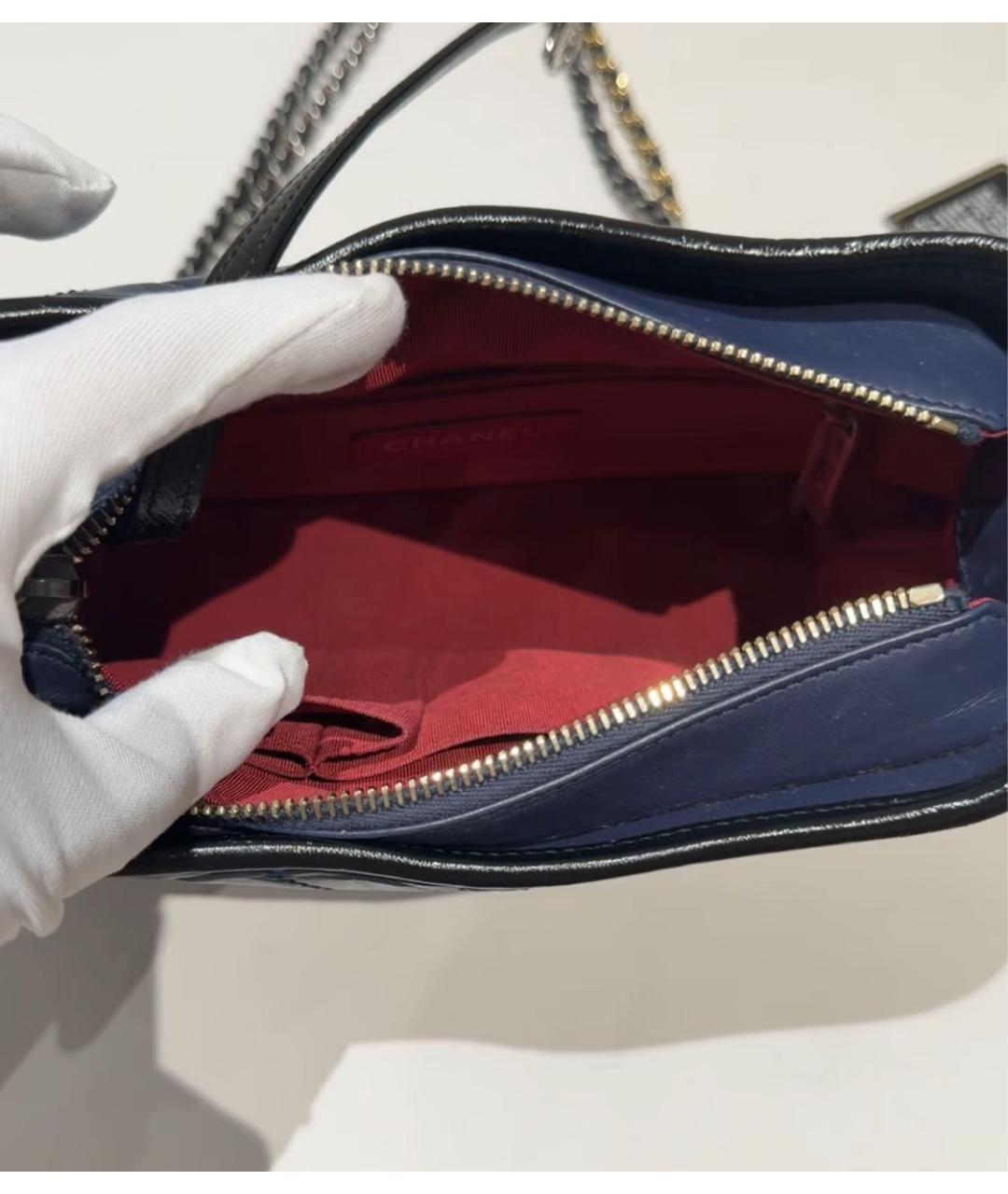 CHANEL Темно-синяя кожаная сумка через плечо, фото 8