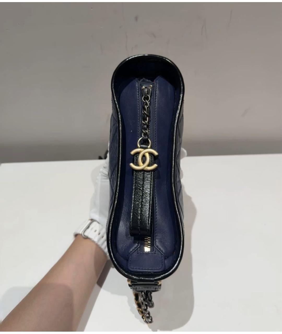 CHANEL Темно-синяя кожаная сумка через плечо, фото 7