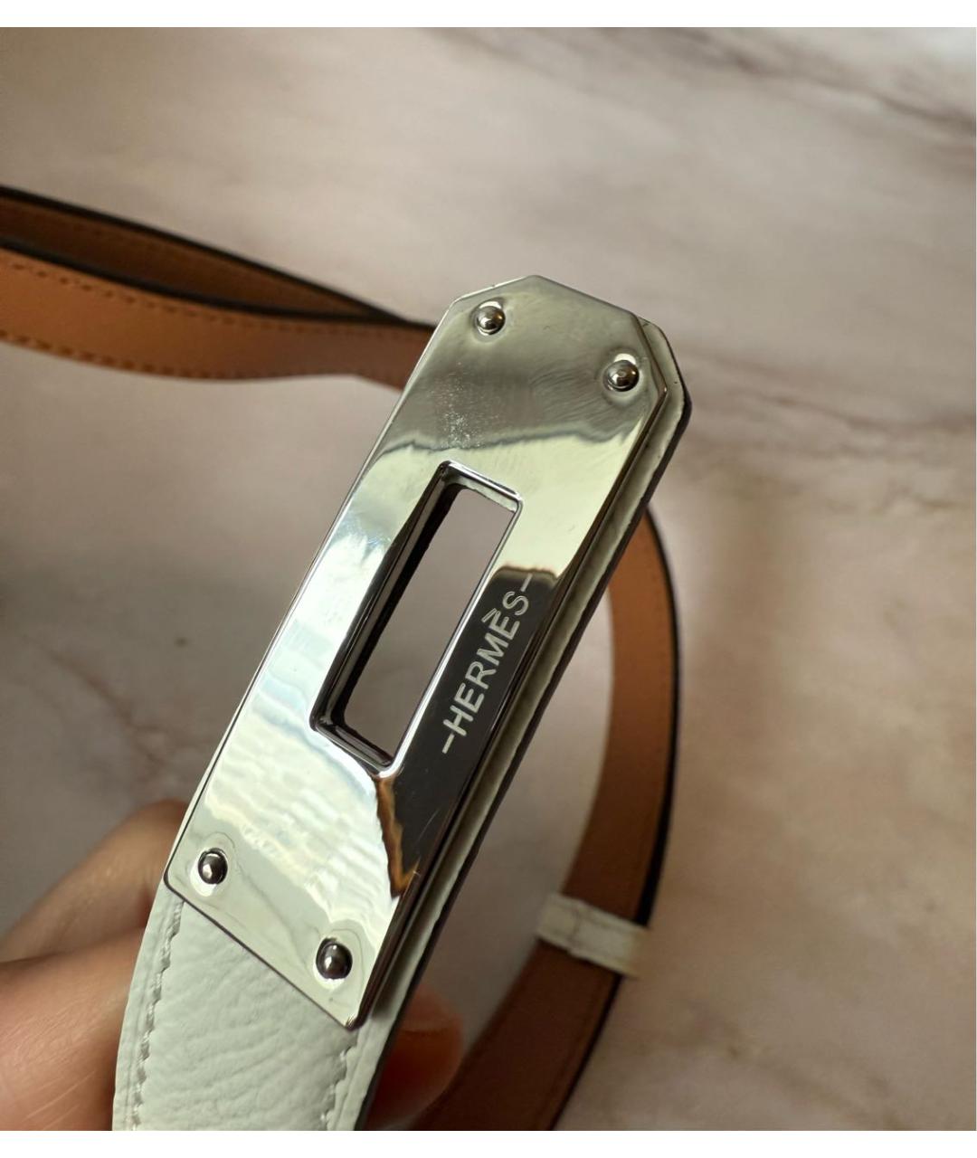 HERMES Белый кожаный ремень, фото 2