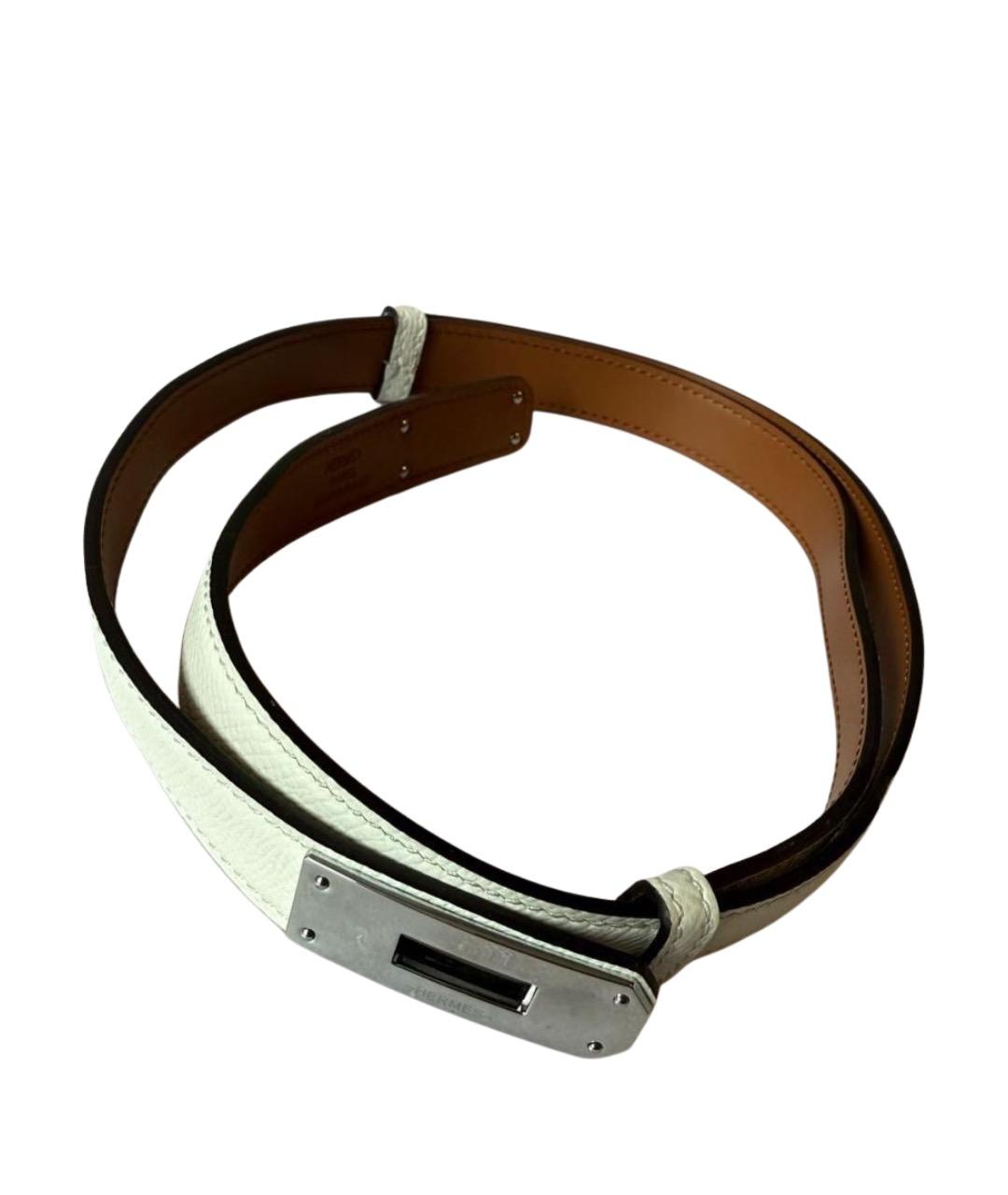 HERMES Белый кожаный ремень, фото 1