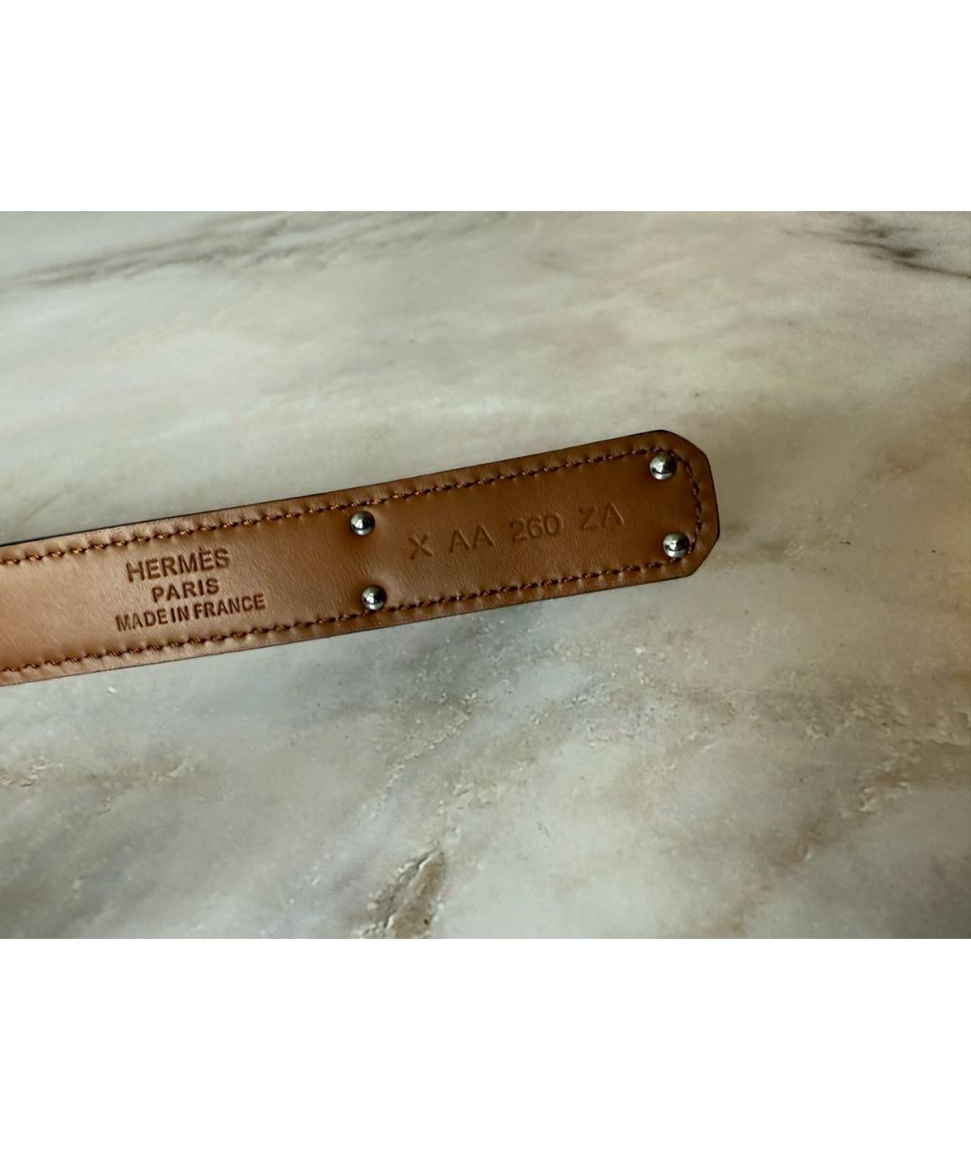 HERMES Белый кожаный ремень, фото 3