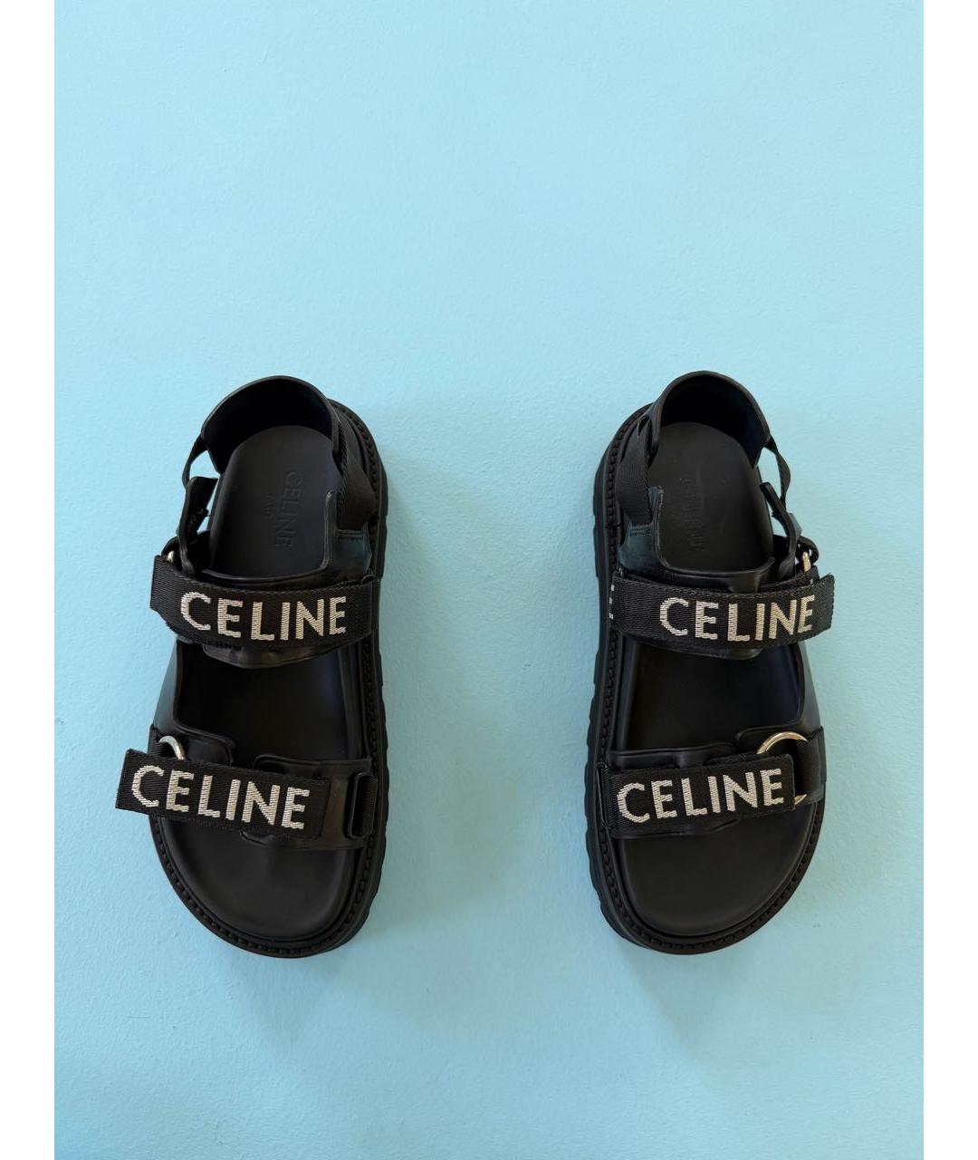 CELINE Черные кожаные сандалии, фото 3