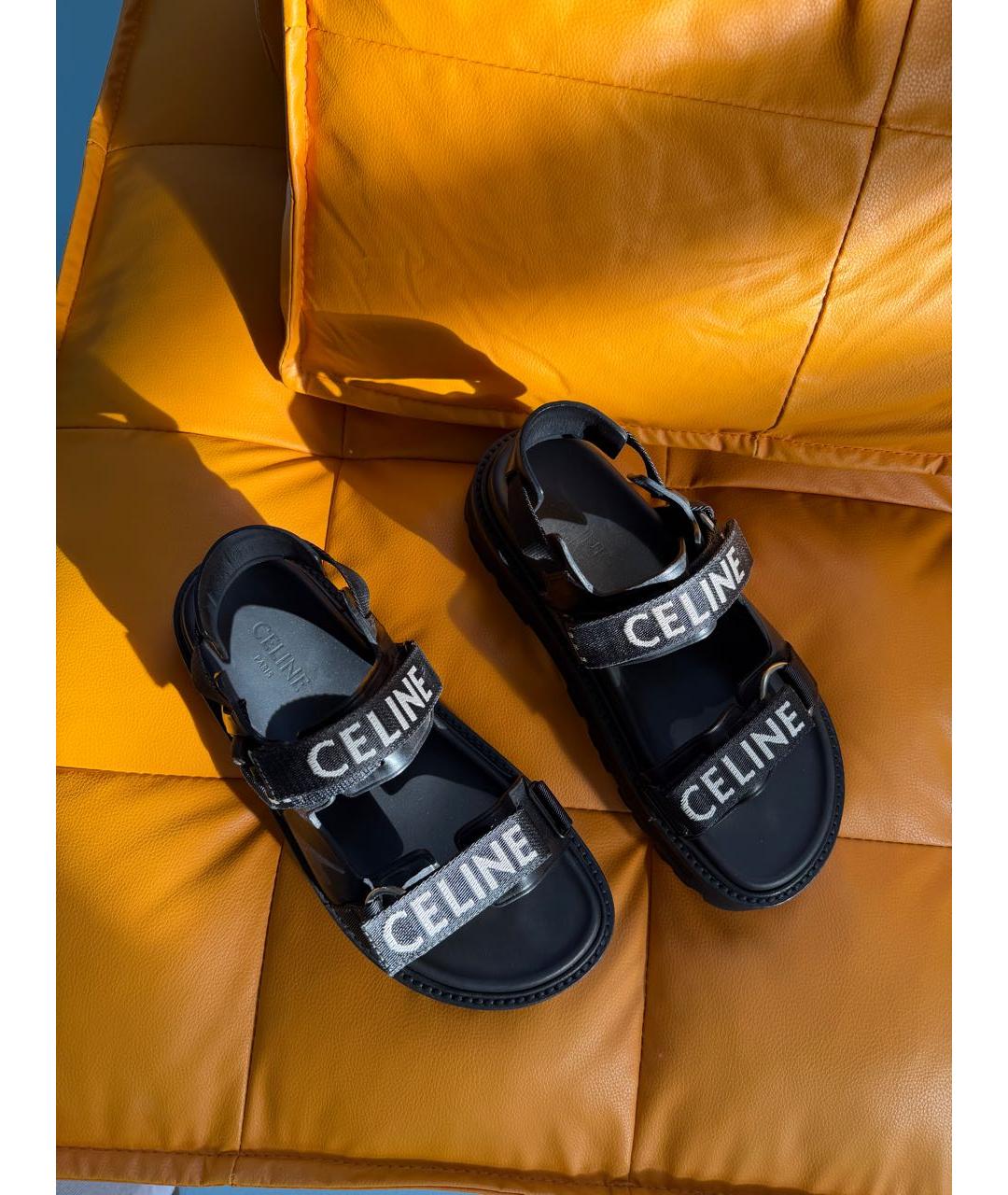 CELINE Черные кожаные сандалии, фото 8