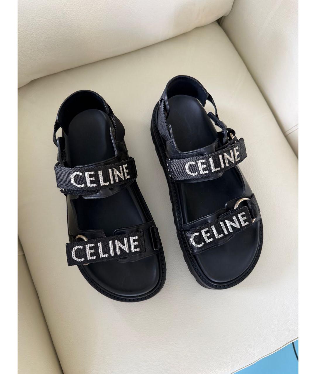 CELINE Черные кожаные сандалии, фото 5