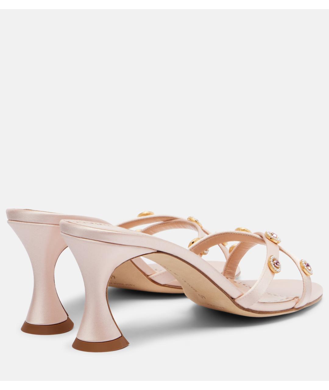 MANOLO BLAHNIK Розовые текстильные мюли, фото 4