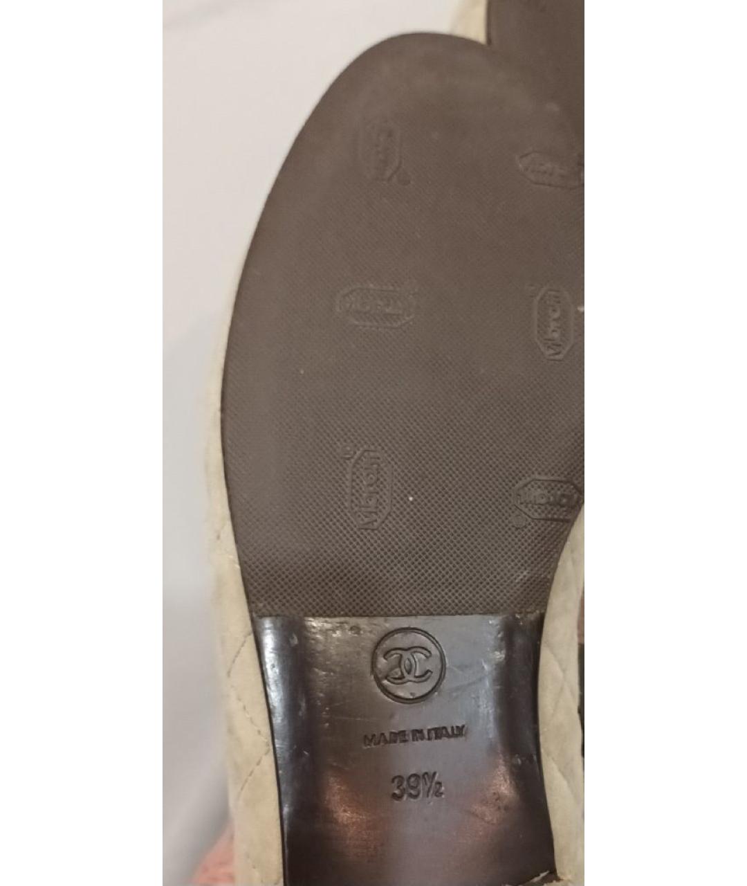 CHANEL Бежевые замшевые балетки, фото 7