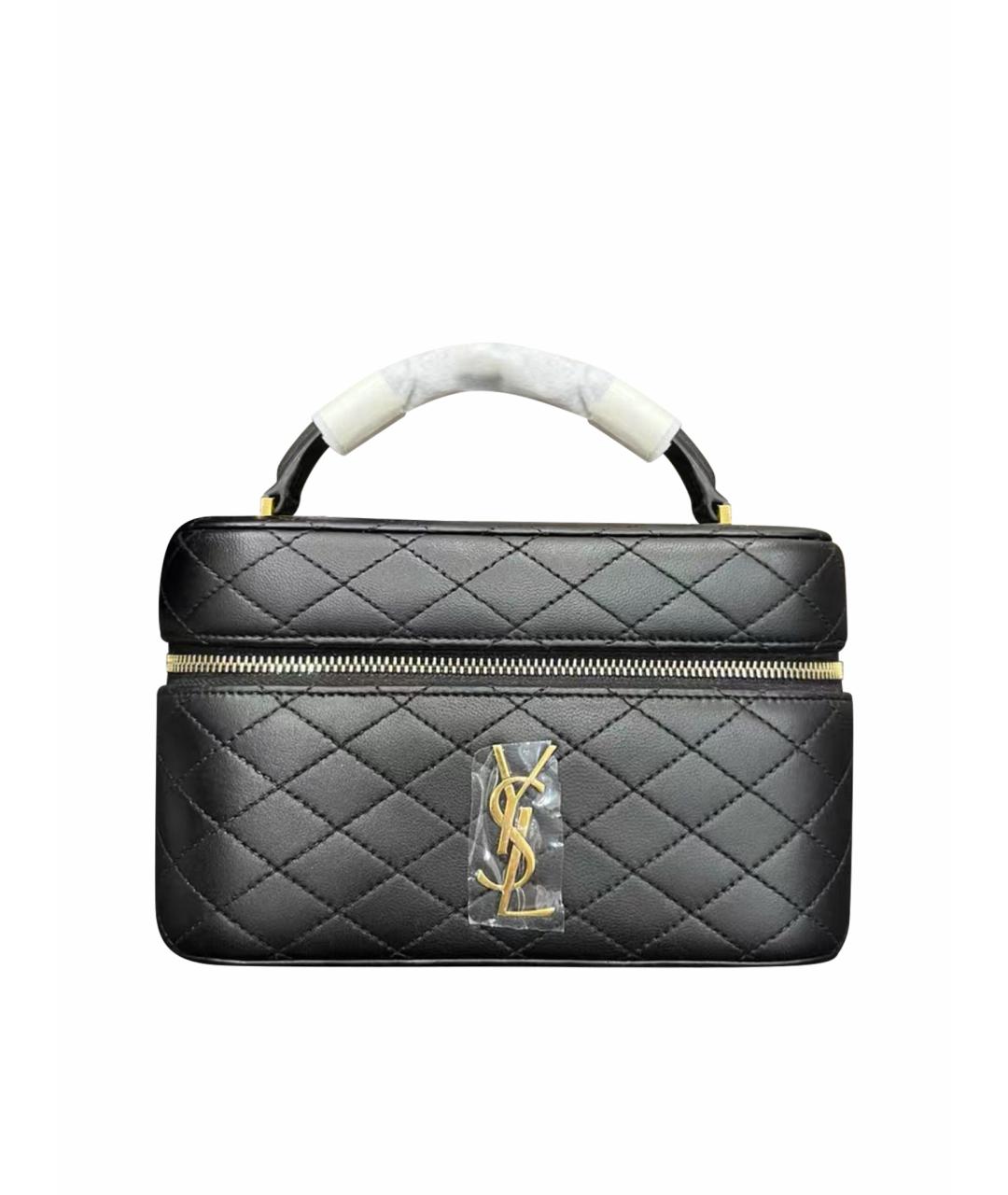 SAINT LAURENT Черная кожаная сумка с короткими ручками, фото 1