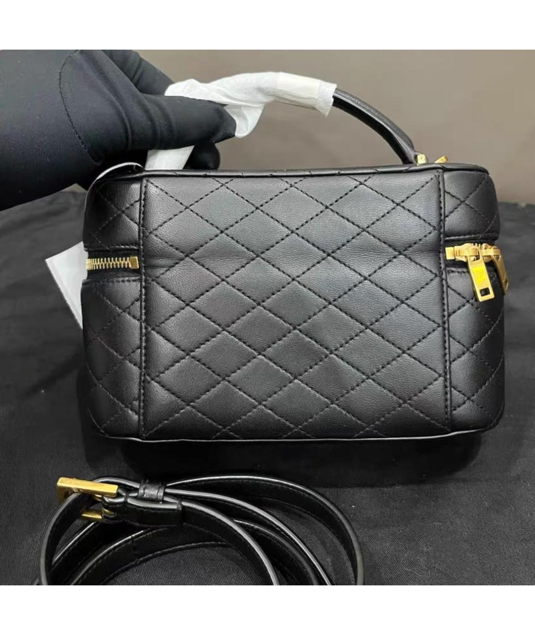 SAINT LAURENT Черная кожаная сумка с короткими ручками, фото 4