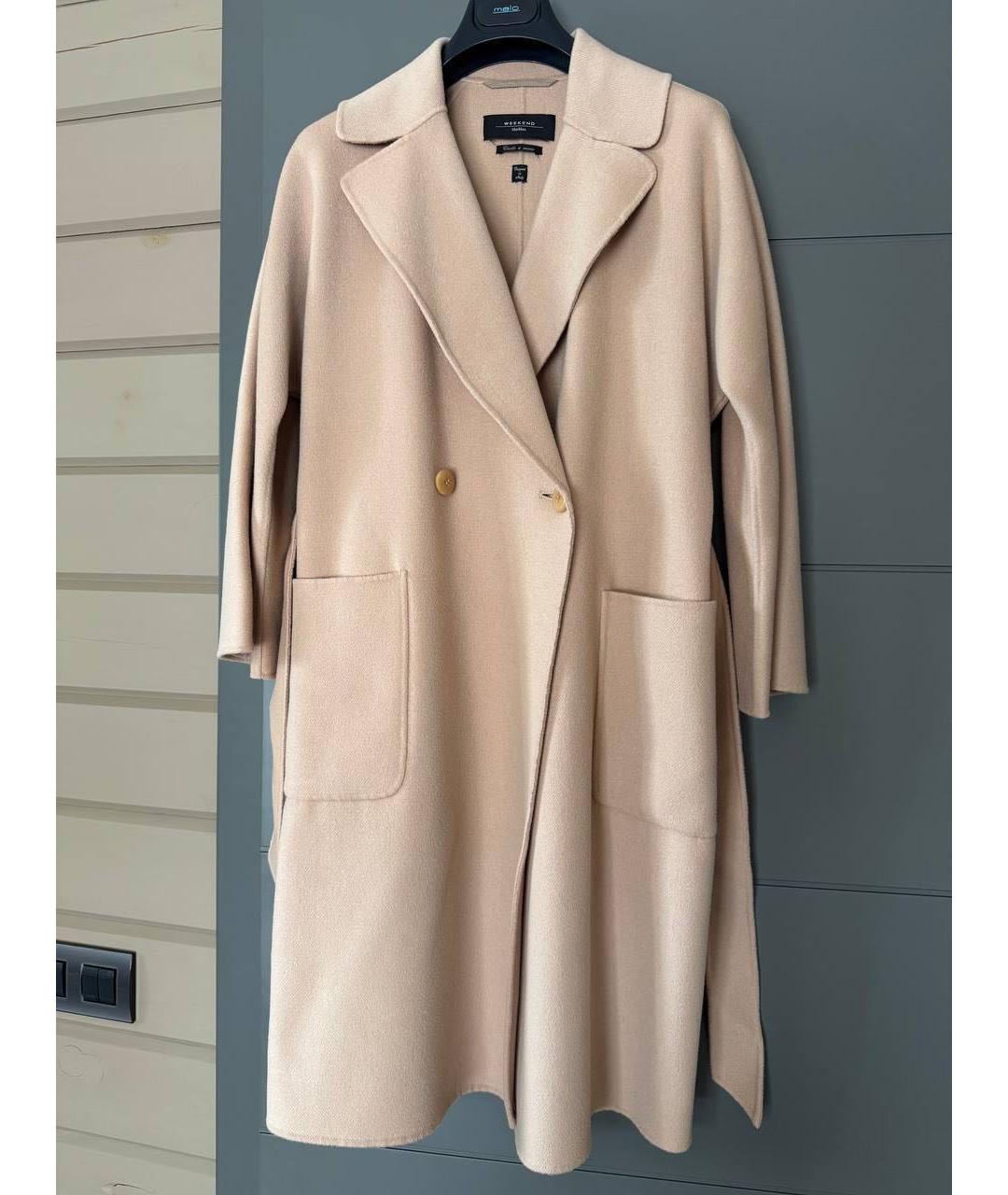 WEEKEND MAX MARA Бежевое шерстяное пальто, фото 4