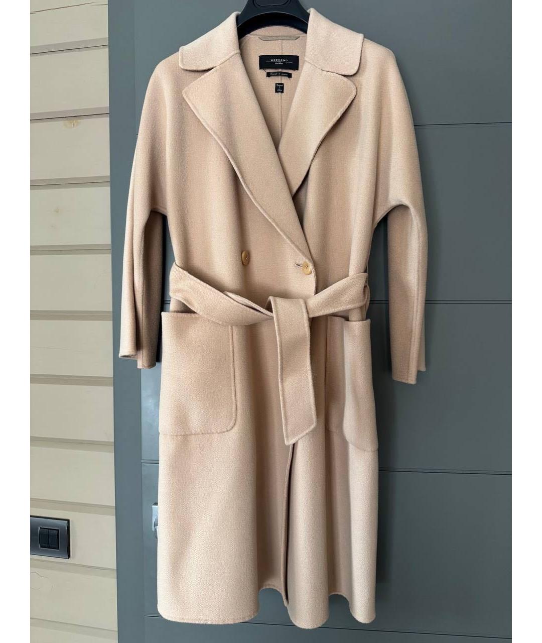 WEEKEND MAX MARA Бежевое шерстяное пальто, фото 2
