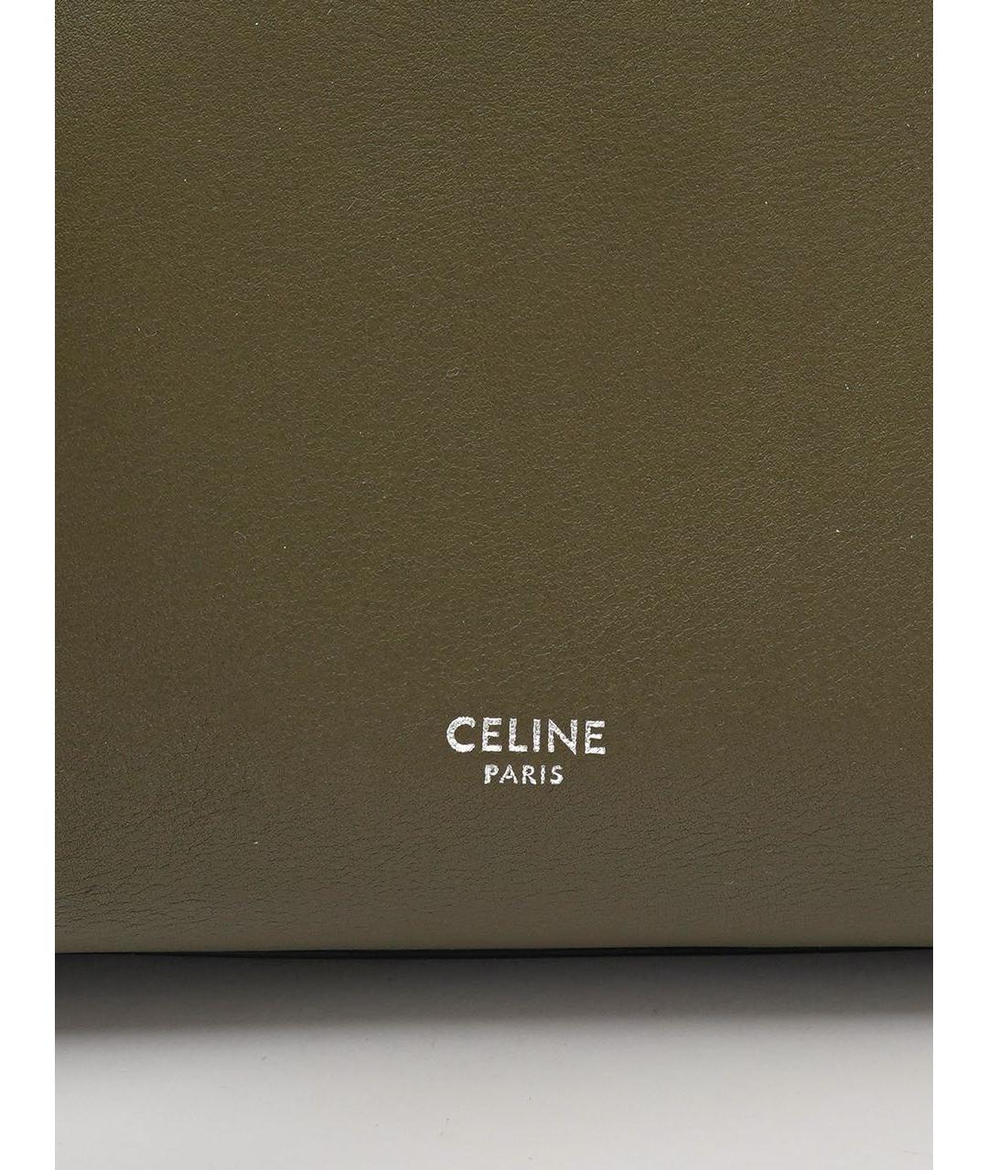 CELINE Хаки кожаная сумка тоут, фото 4