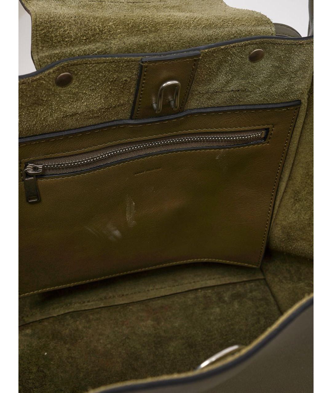 CELINE Хаки кожаная сумка тоут, фото 8