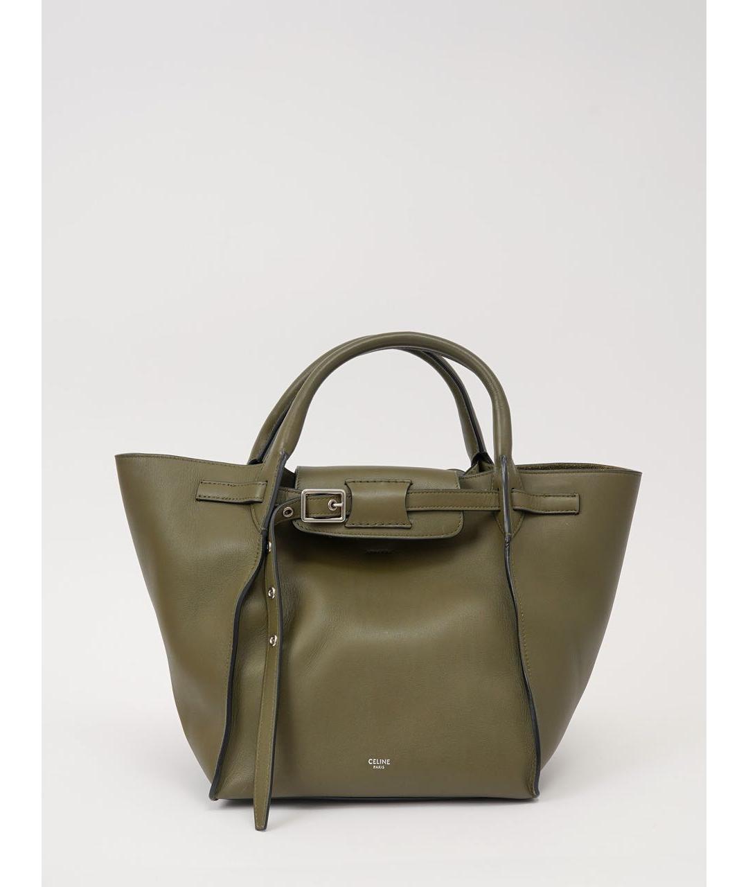 CELINE Хаки кожаная сумка тоут, фото 9
