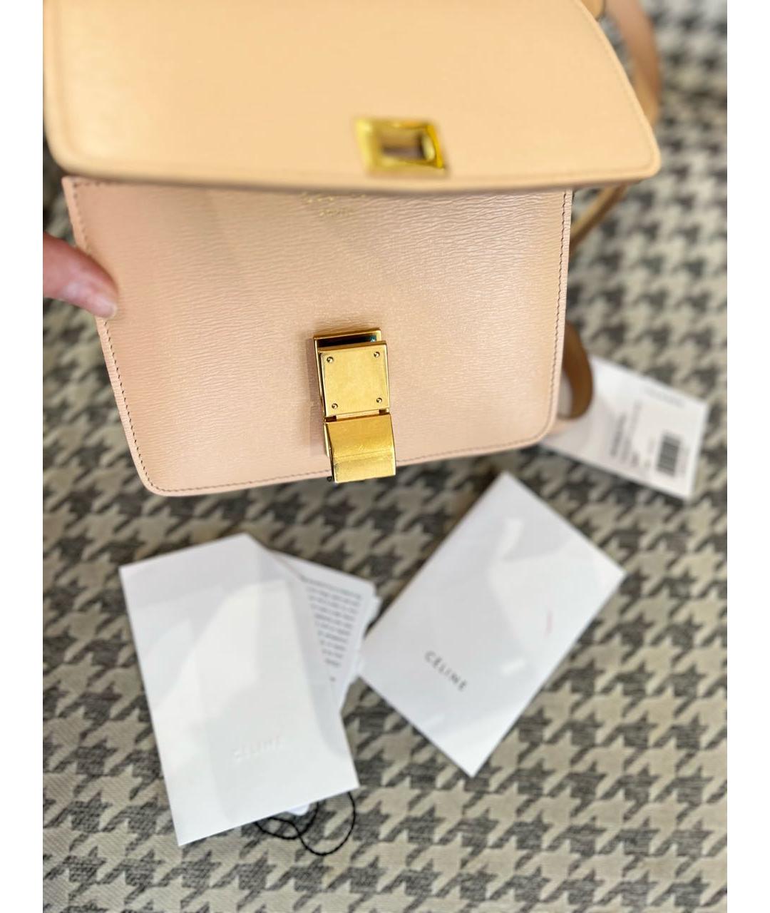 CELINE Бежевая кожаная сумка через плечо, фото 6