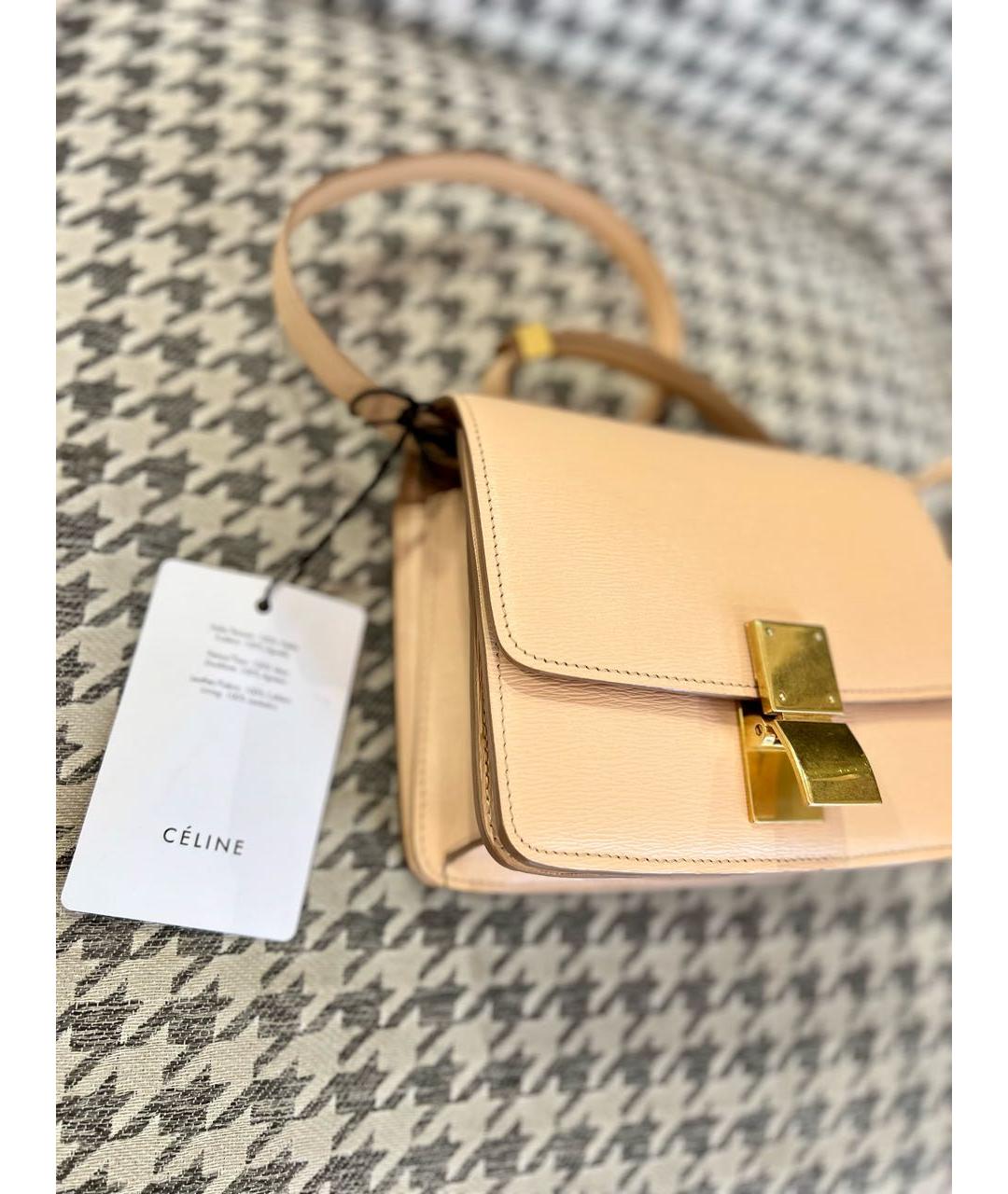 CELINE Бежевая кожаная сумка через плечо, фото 2