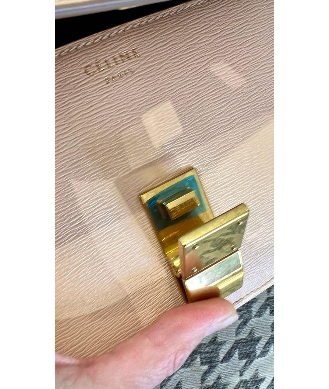 CELINE Бежевая кожаная сумка через плечо, фото 8