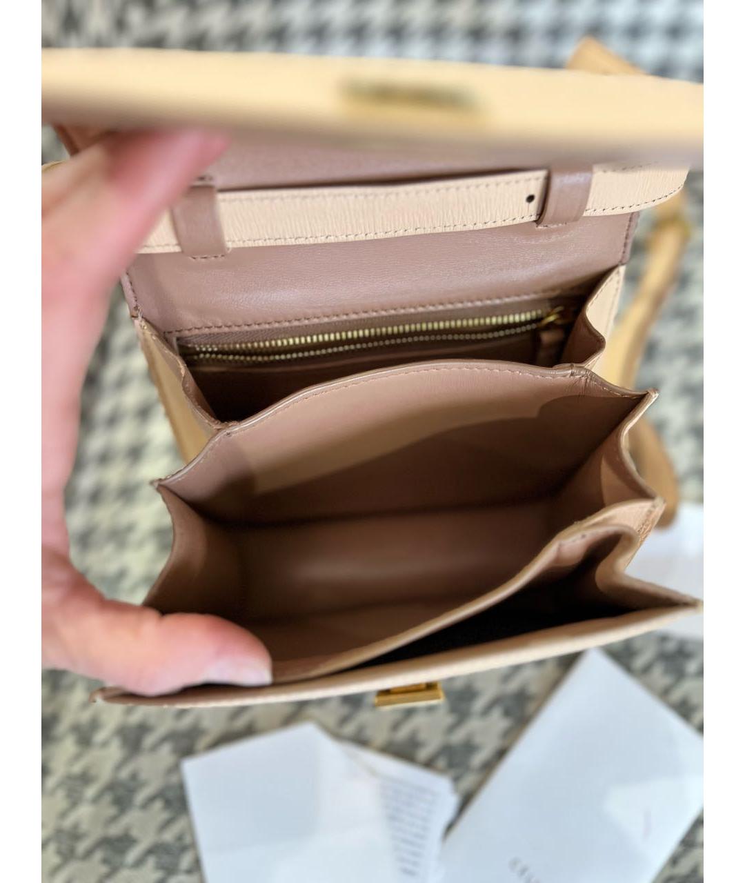 CELINE Бежевая кожаная сумка через плечо, фото 7