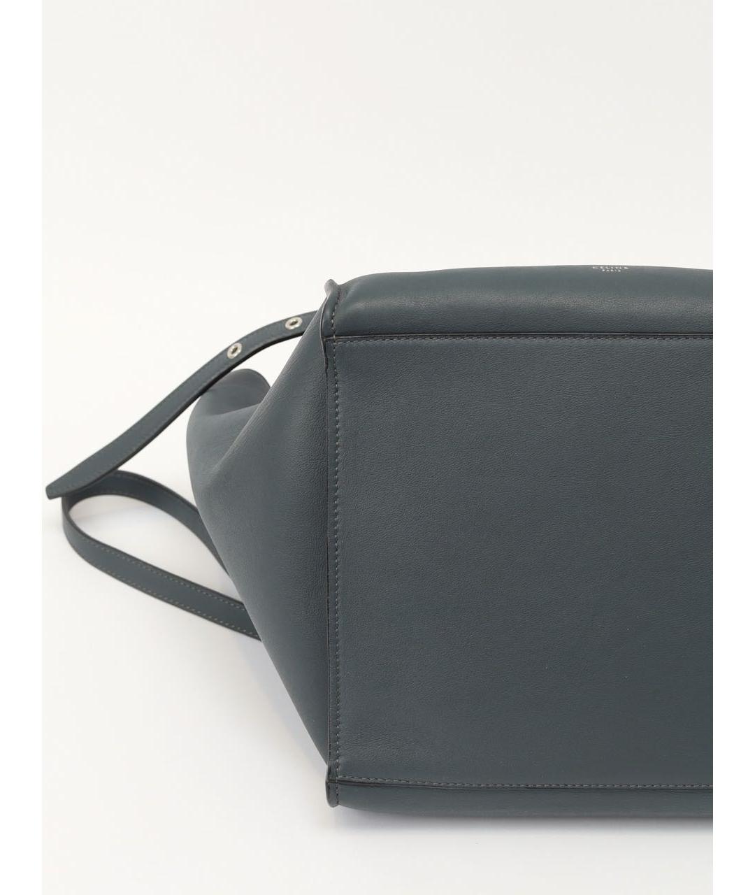 CELINE Темно-синяя кожаная сумка тоут, фото 7