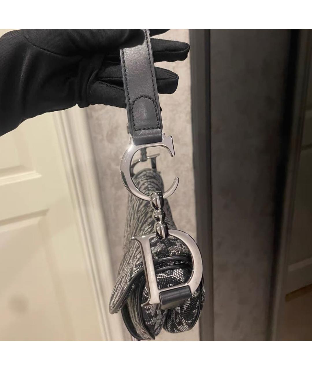CHRISTIAN DIOR Черная жаккардовая сумка с короткими ручками, фото 5
