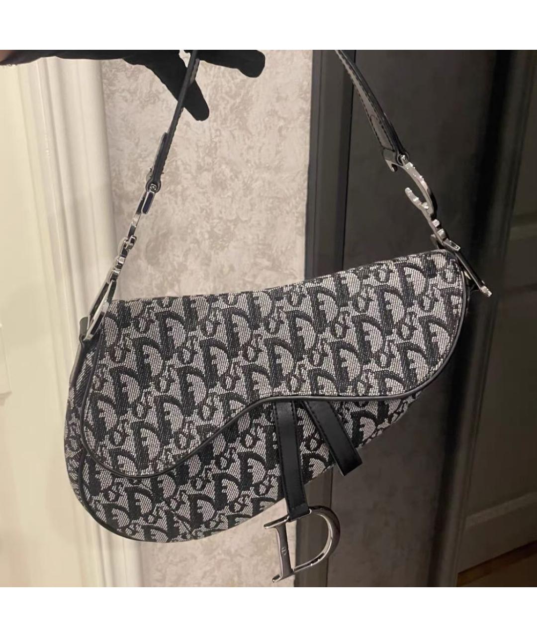 CHRISTIAN DIOR Черная жаккардовая сумка с короткими ручками, фото 6