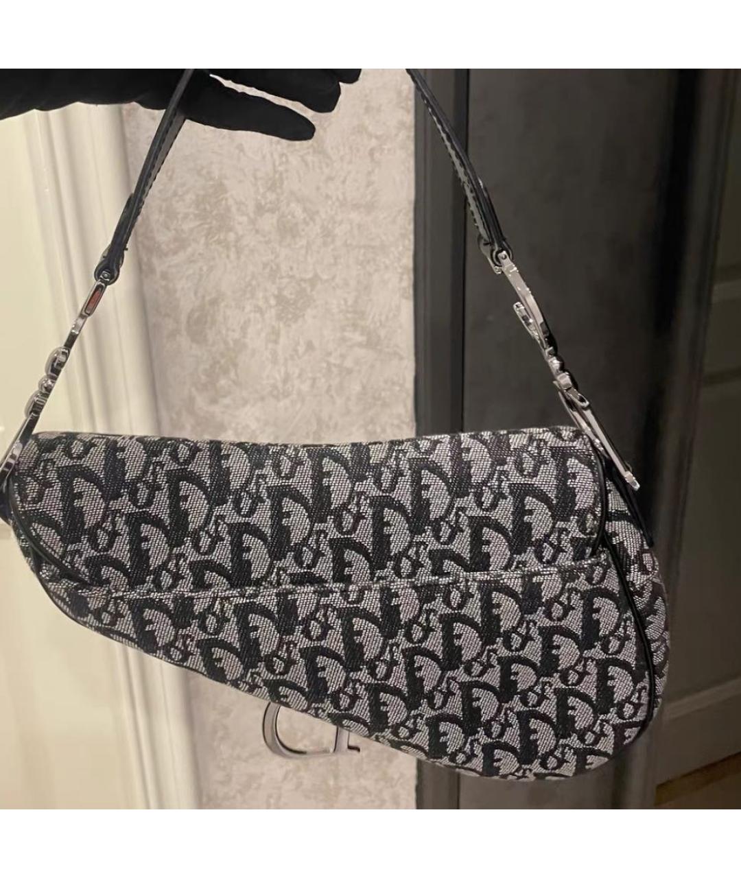 CHRISTIAN DIOR Черная жаккардовая сумка с короткими ручками, фото 2