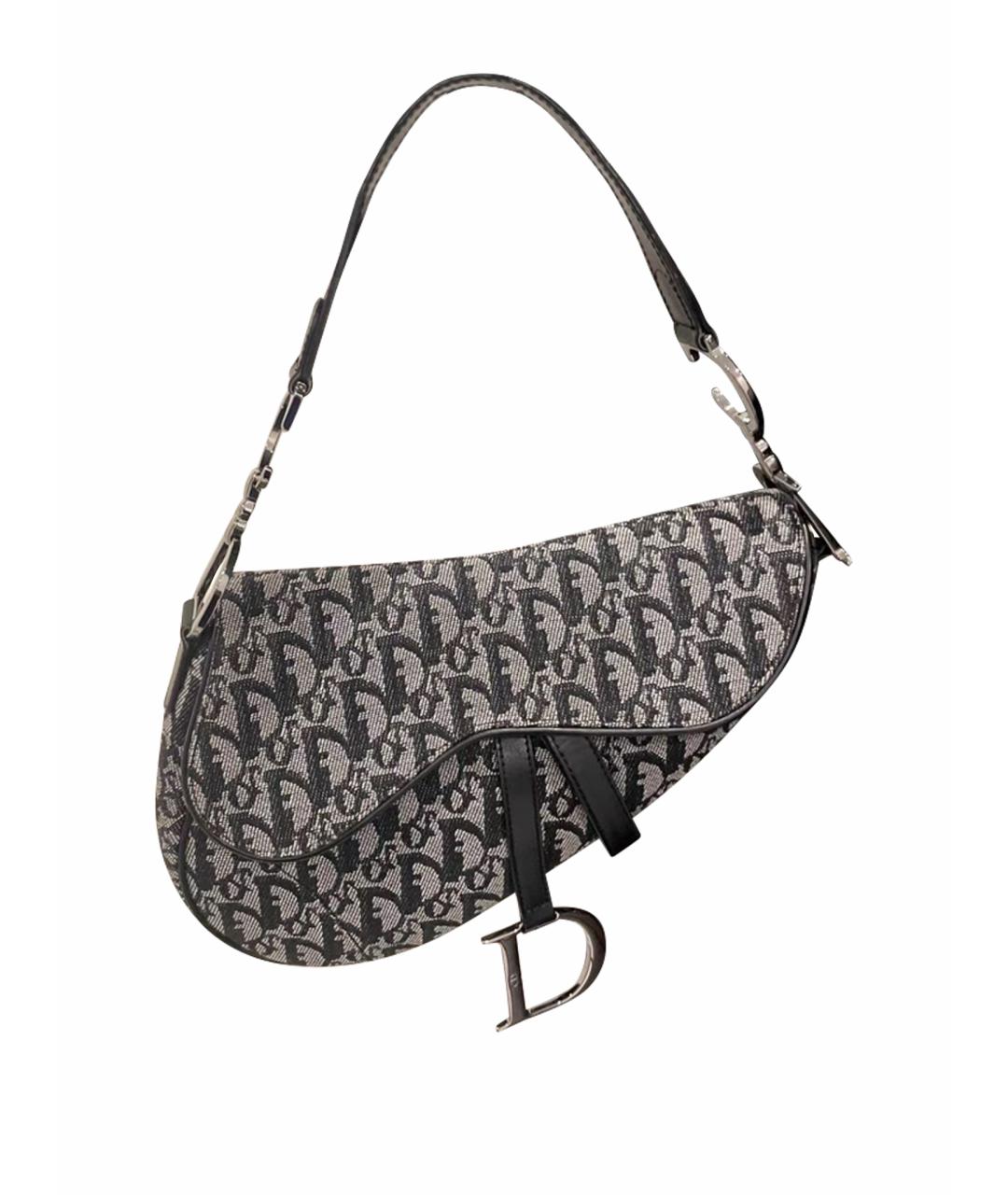 CHRISTIAN DIOR Черная жаккардовая сумка с короткими ручками, фото 1