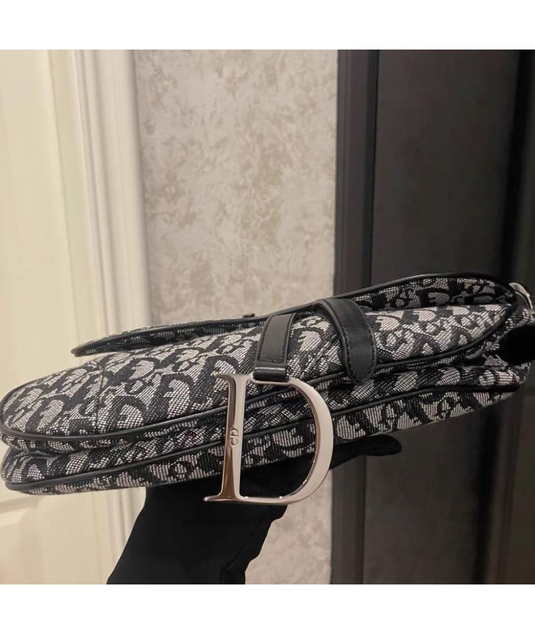 CHRISTIAN DIOR Черная жаккардовая сумка с короткими ручками, фото 3
