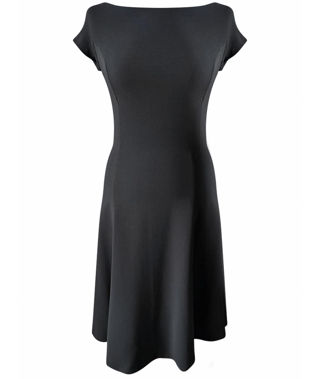 RALPH LAUREN PURPLE LABEL Черное шерстяное коктейльное платье, фото 1
