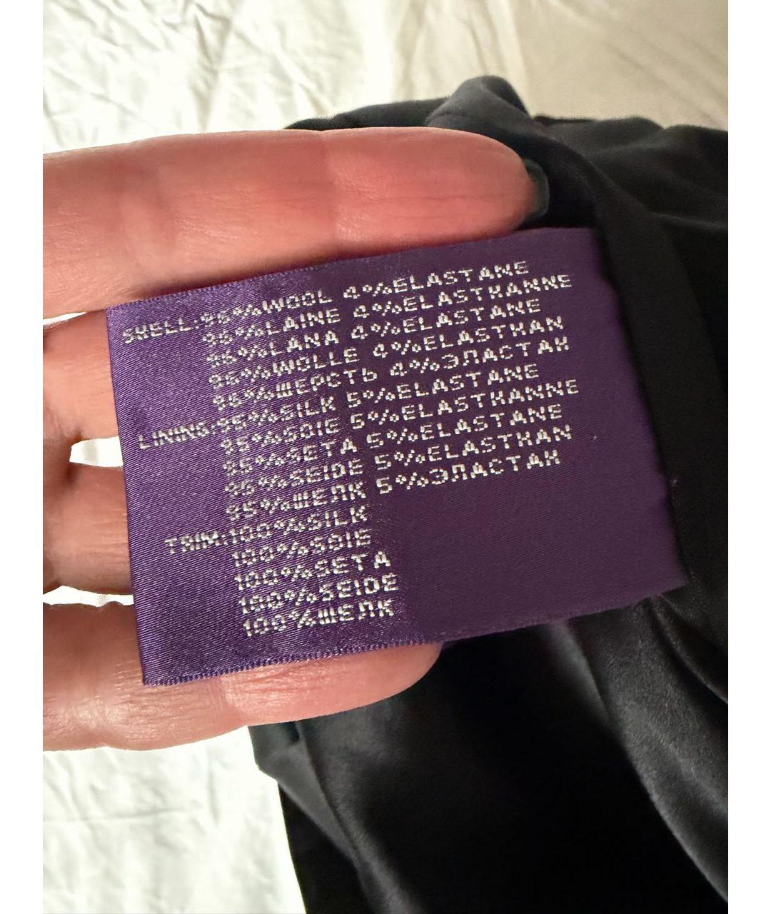 RALPH LAUREN PURPLE LABEL Черное шерстяное коктейльное платье, фото 5