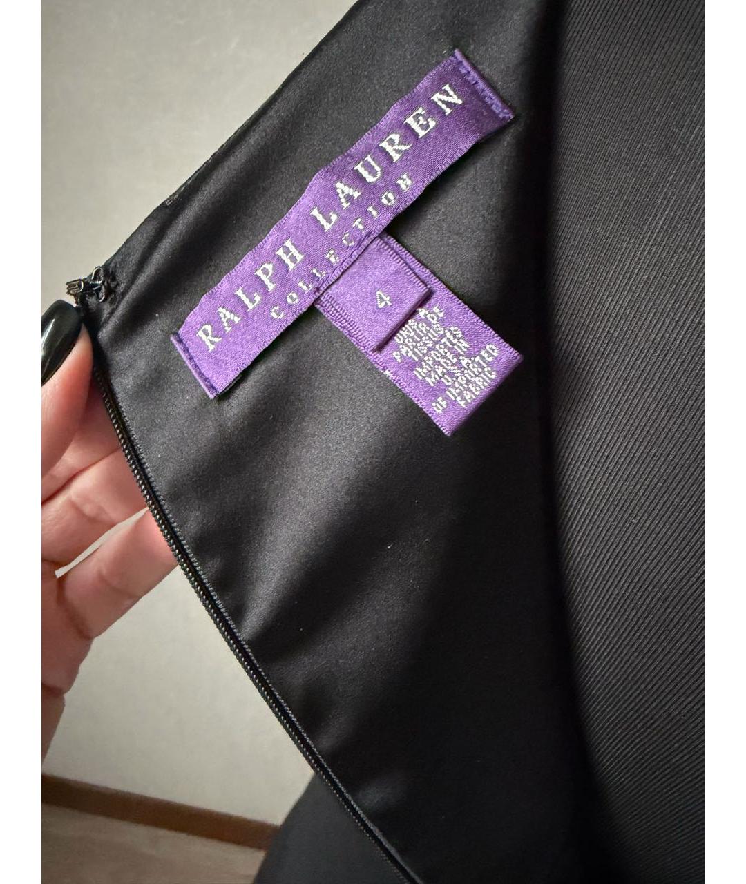 RALPH LAUREN PURPLE LABEL Черное шерстяное коктейльное платье, фото 4