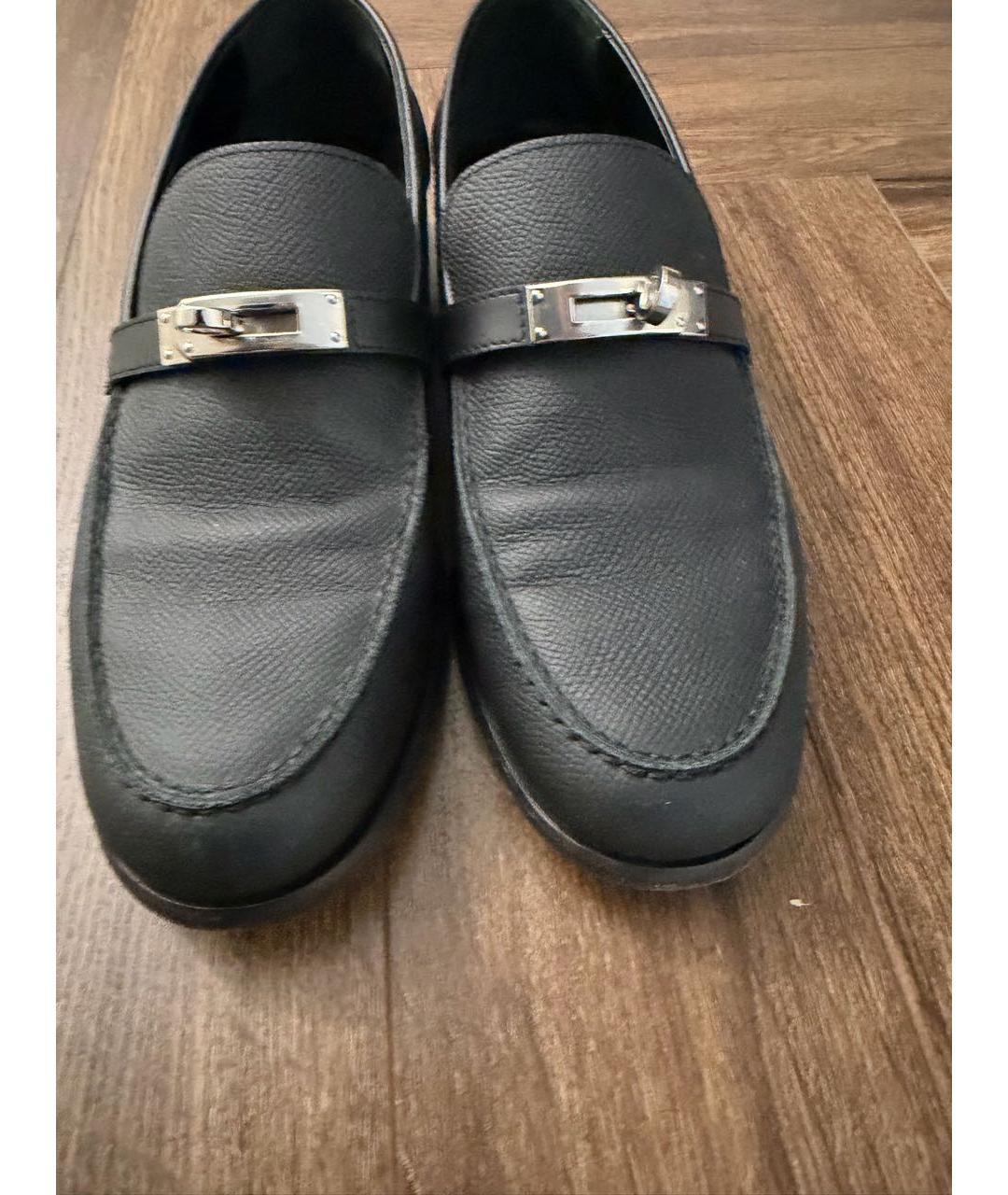 HERMES Черные кожаные лоферы, фото 3