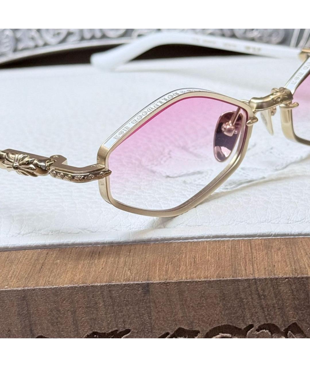 CHROME HEARTS Белые металлические солнцезащитные очки, фото 3