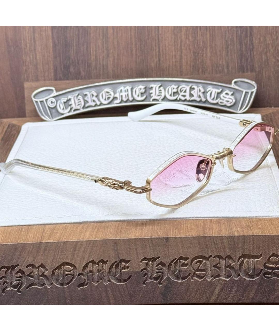 CHROME HEARTS Белые металлические солнцезащитные очки, фото 7