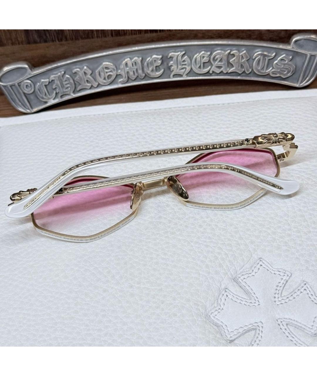 CHROME HEARTS Белые металлические солнцезащитные очки, фото 5