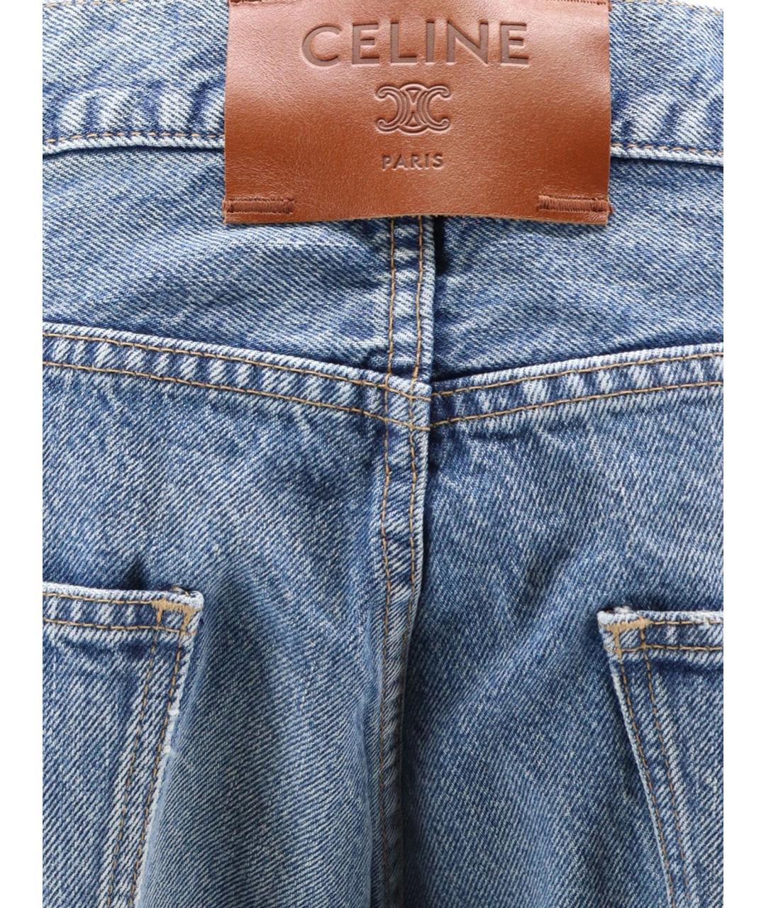CELINE Голубые хлопковые прямые джинсы, фото 3