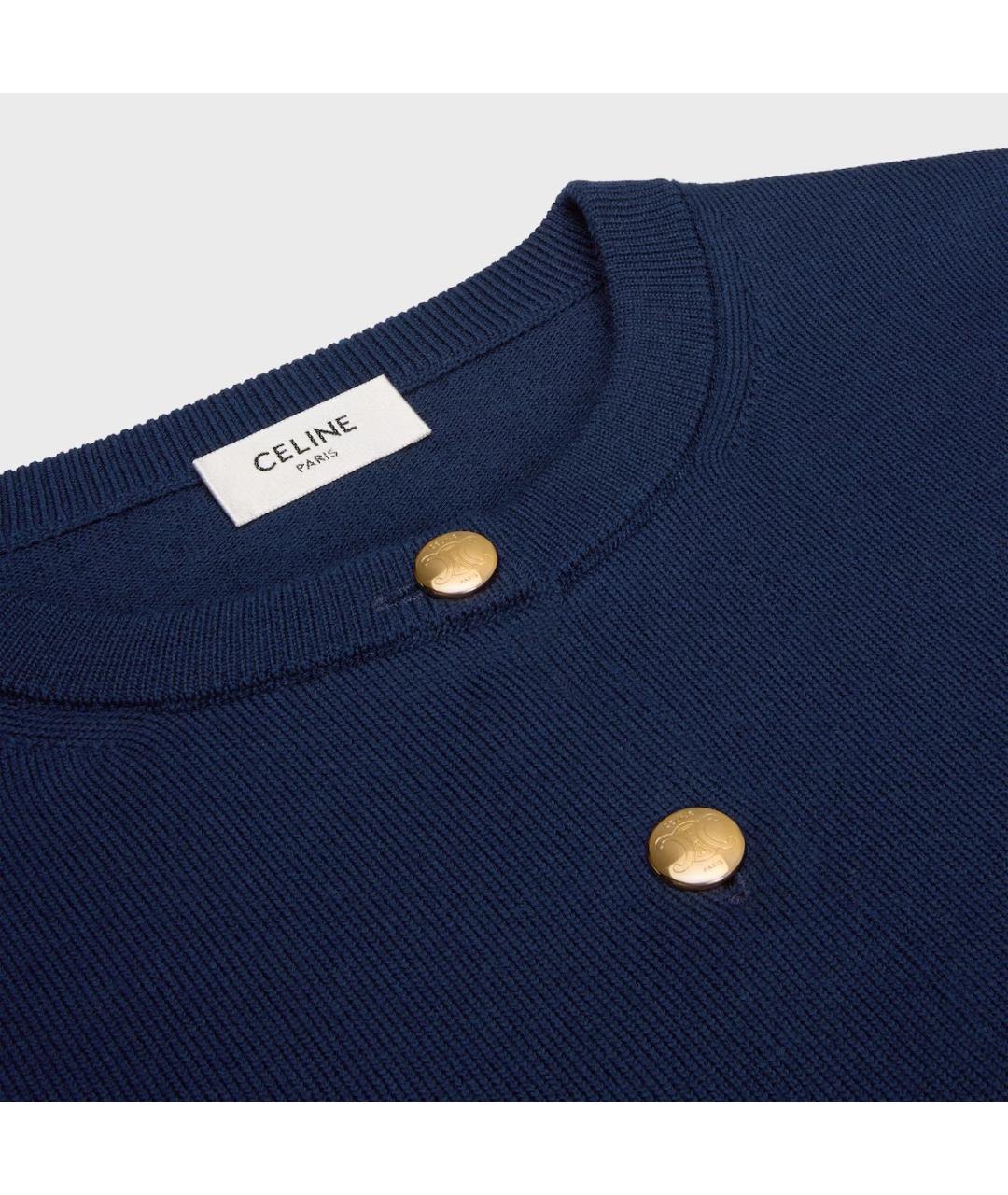 CELINE Синий шерстяной кардиган, фото 3